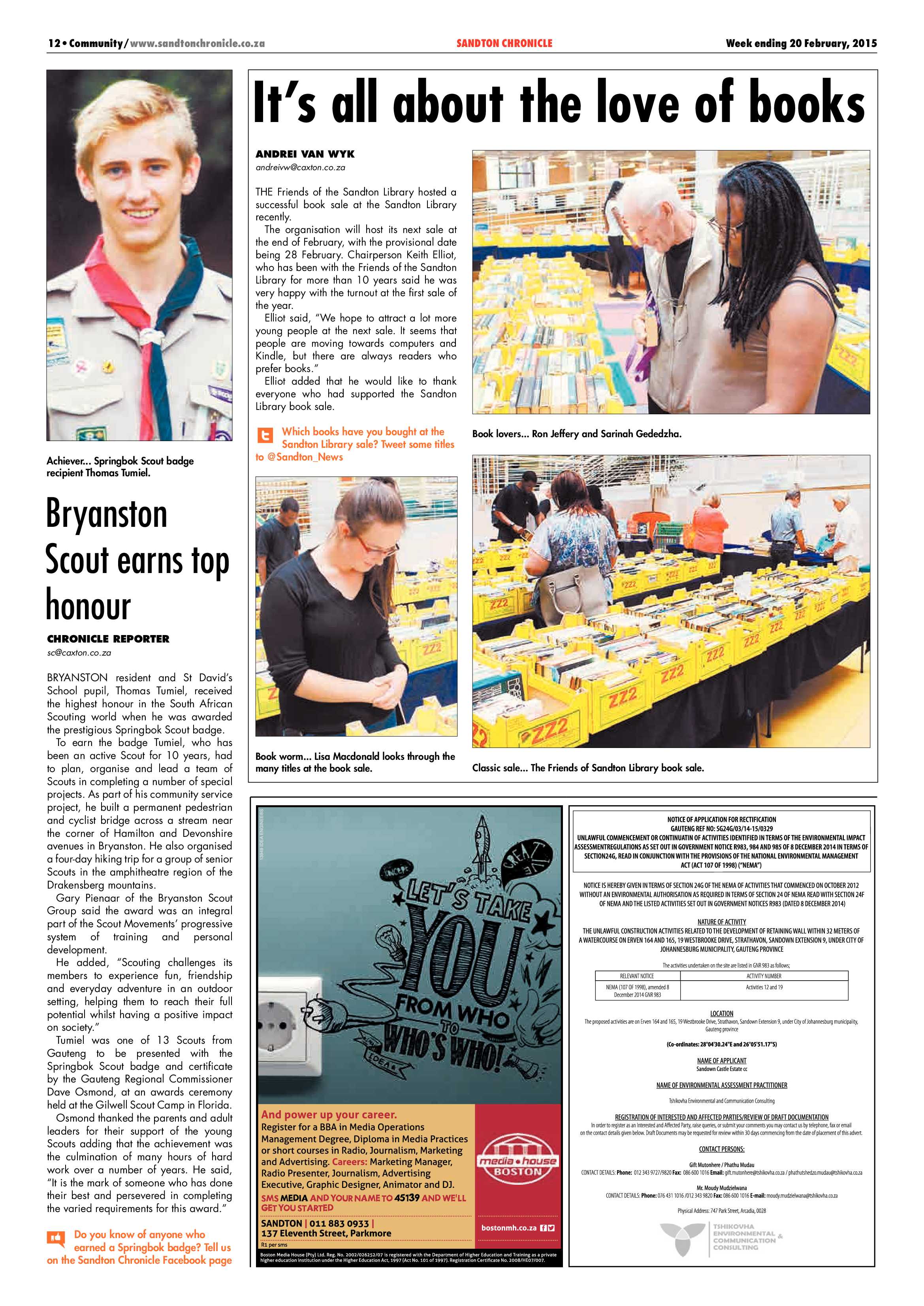 Sandton Chronicle 20 February 2015 page 12