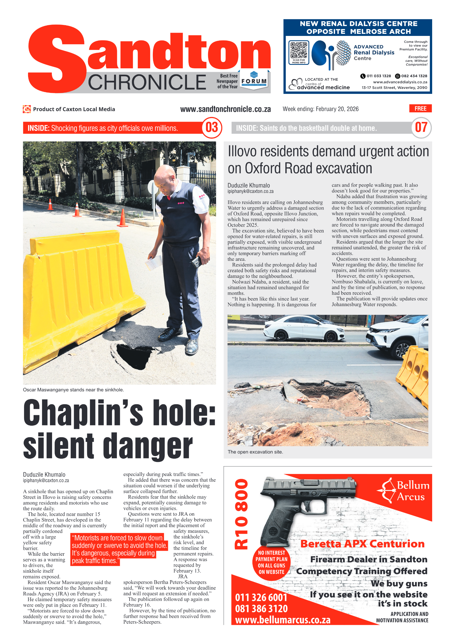 Sandton Chronicle 20 February 2026 page 1