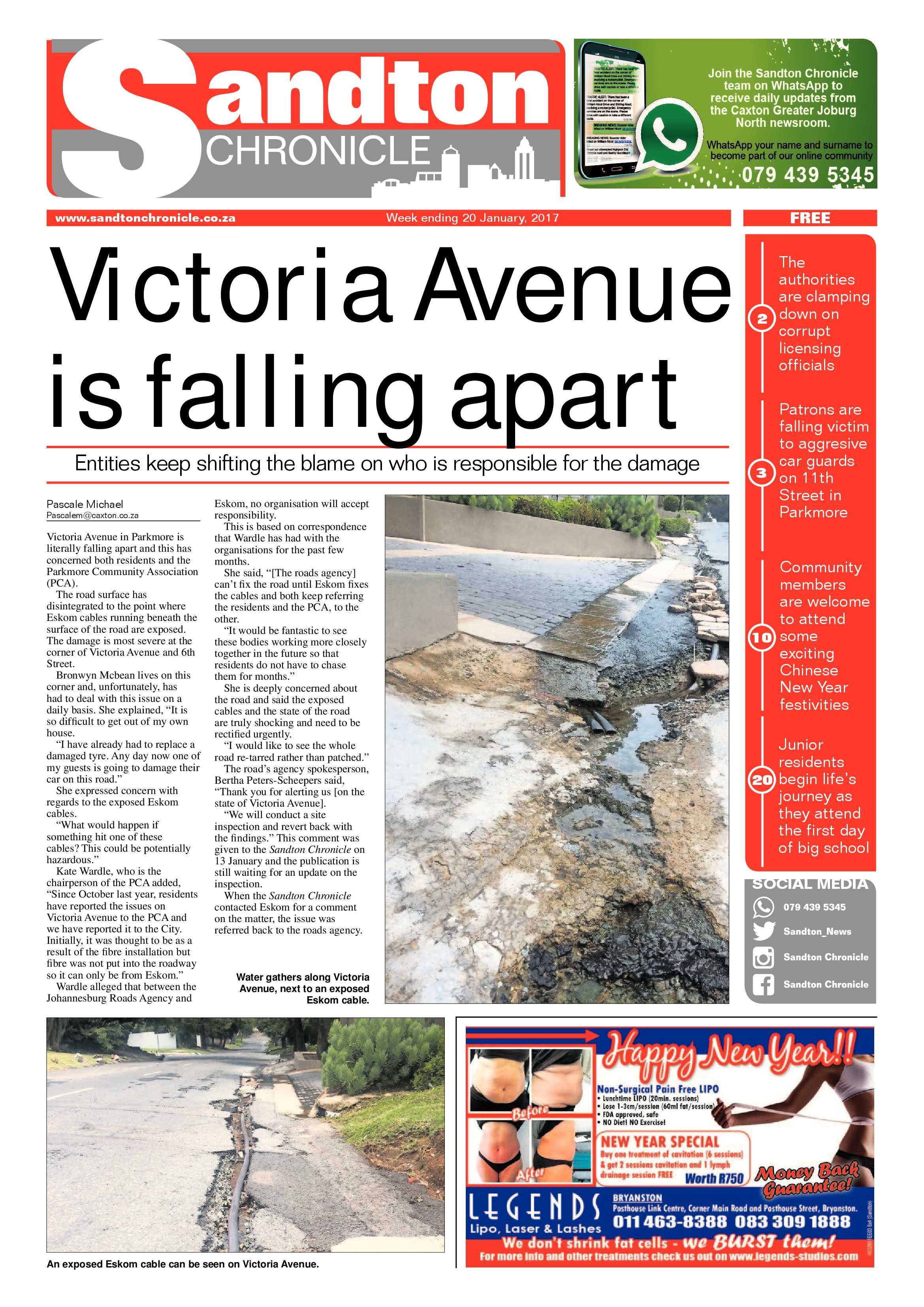 Sandton Chronicle 20 Janaury 2017 page 1