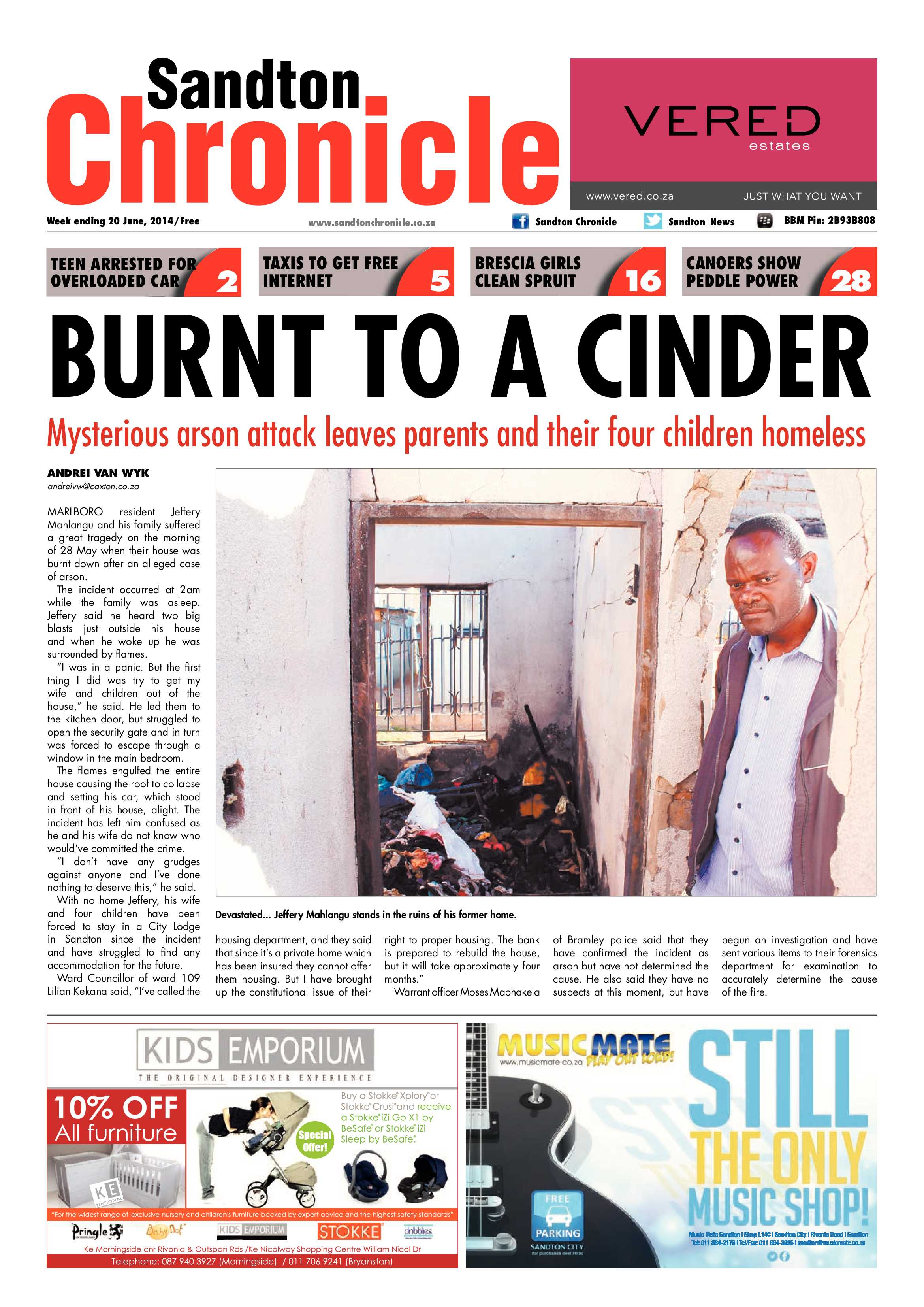 Sandton Chronicle 20 June 2014 page 1