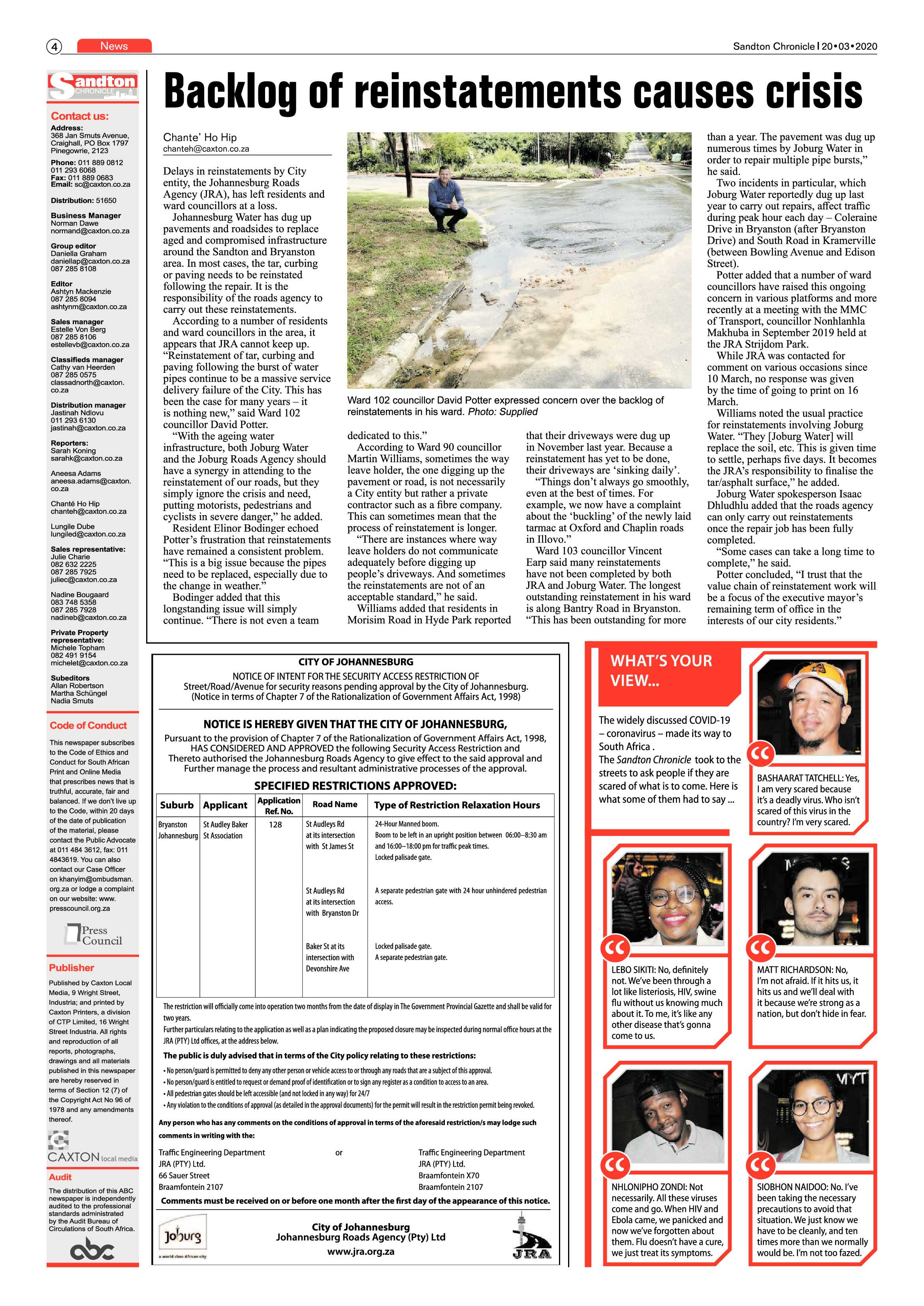 Sandton Chronicle 20 March 2020 page 4