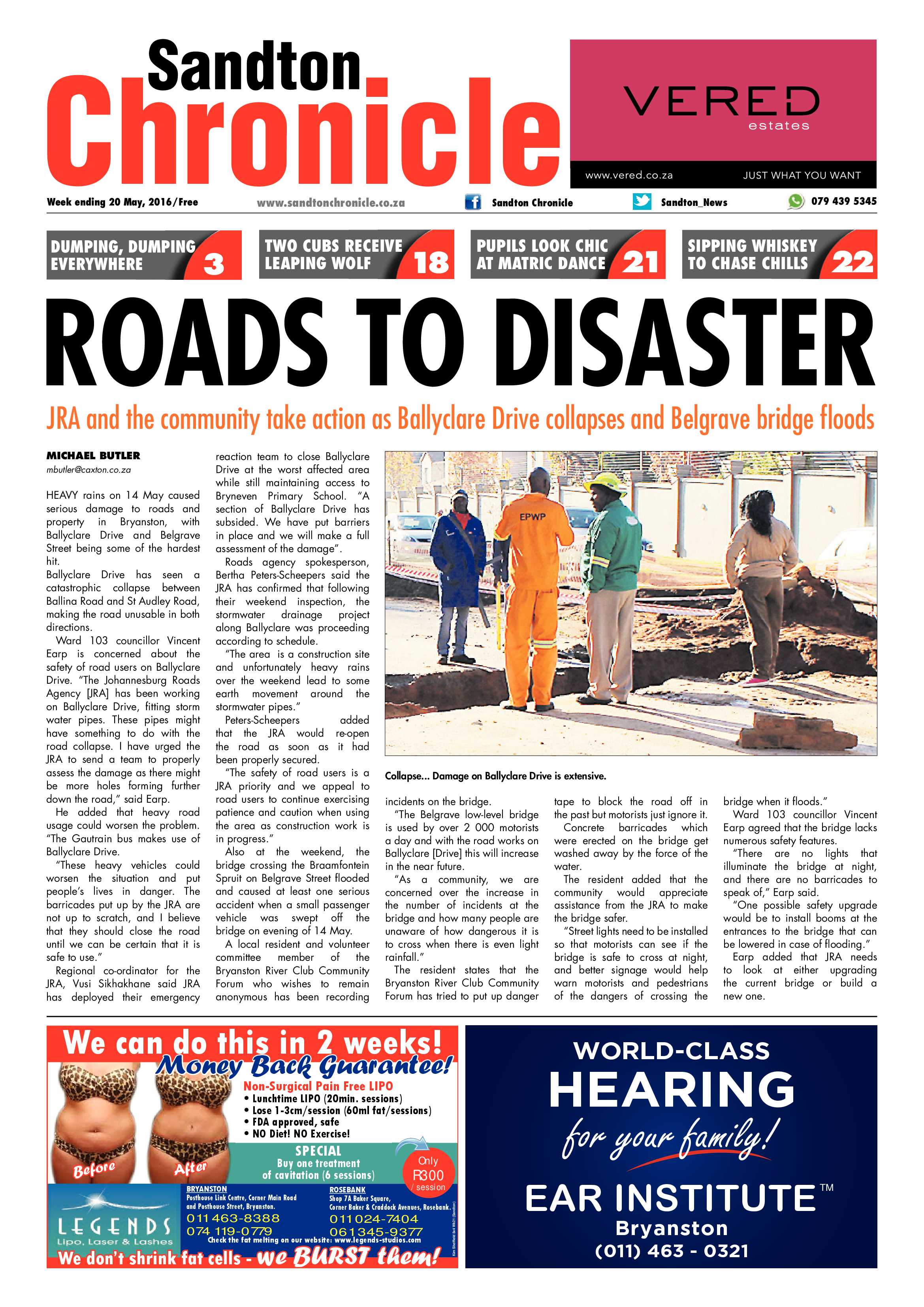 Sandton Chronicle 20 May 2016 page 1