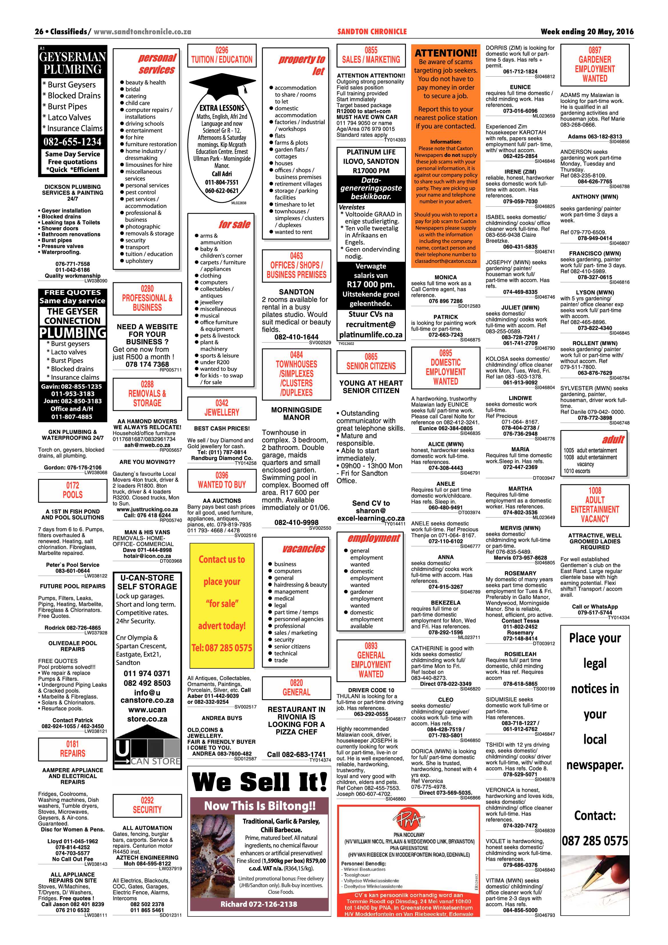 Sandton Chronicle 20 May 2016 page 26