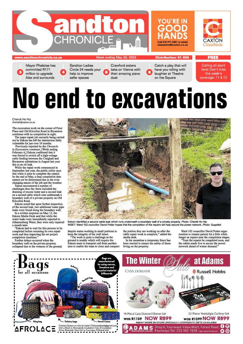 Sandton Chronicle 20 May 2022 page 1