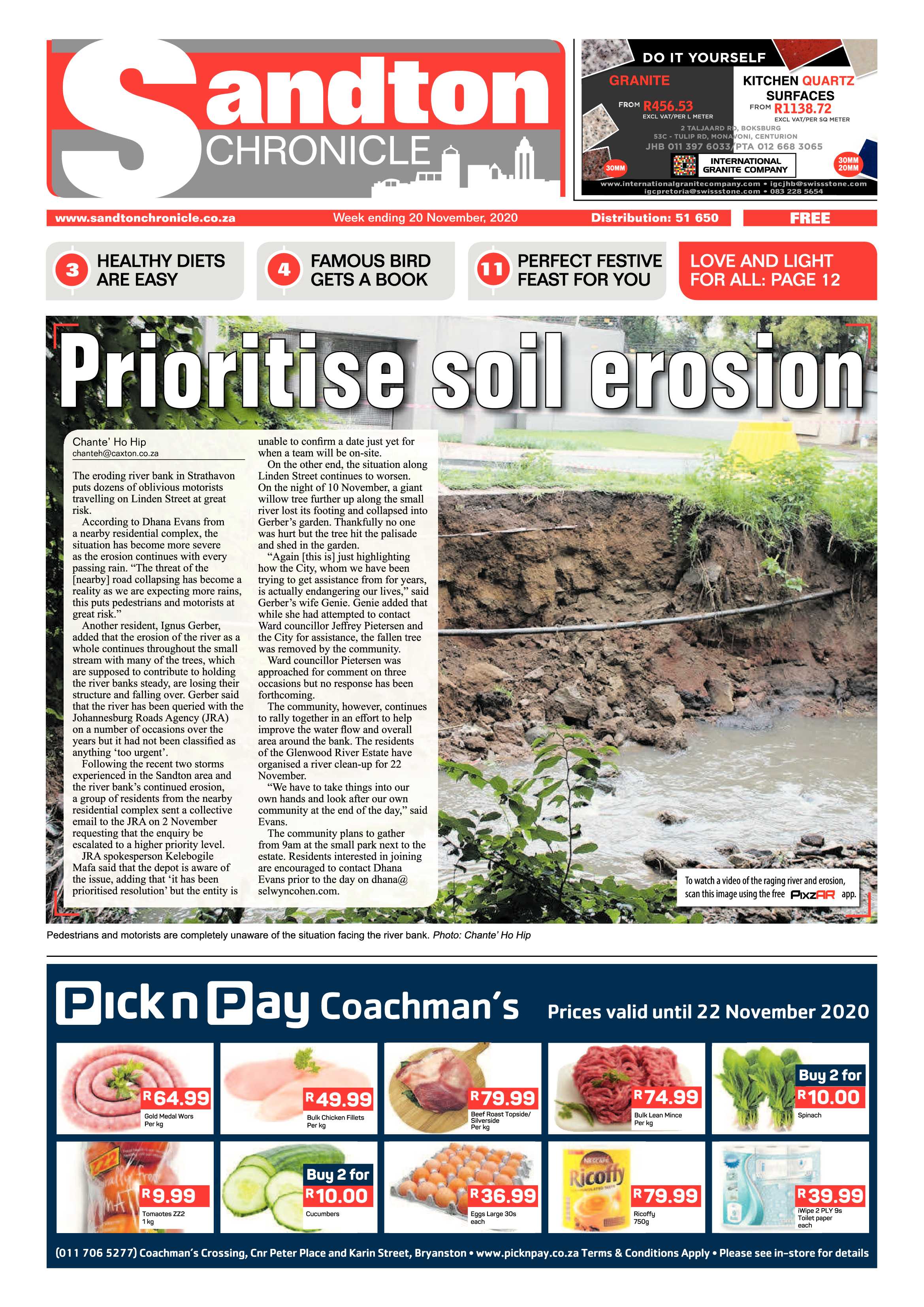 Sandton Chronicle 20 November 2020 page 1