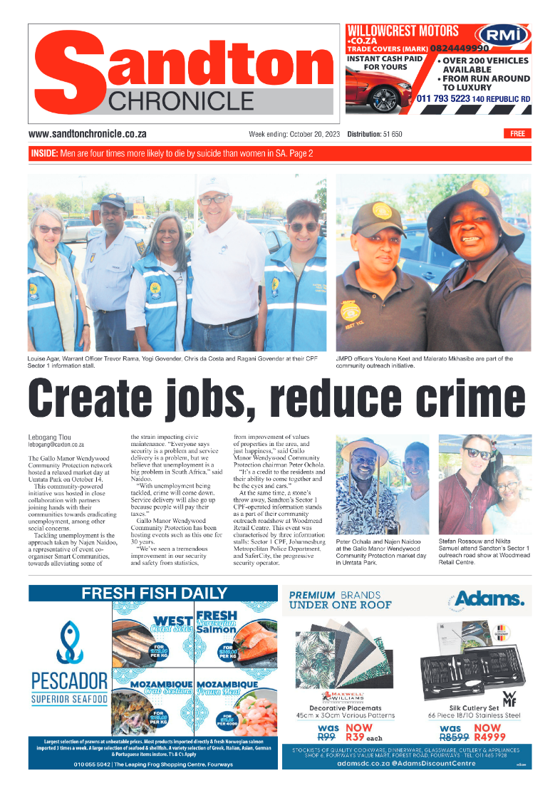 Sandton Chronicle 20 October 2023 page 1