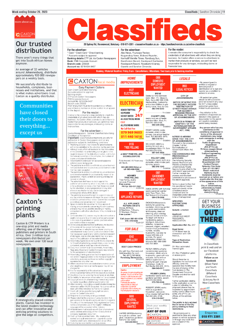 Sandton Chronicle 20 October 2023 page 11