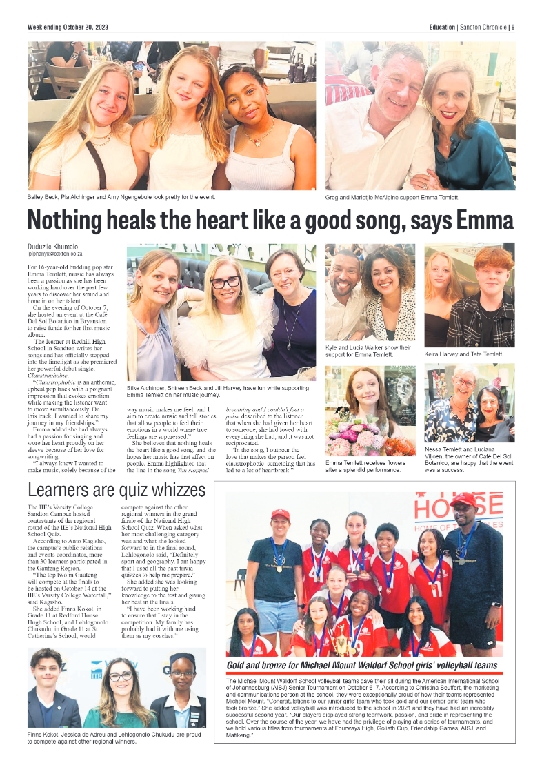 Sandton Chronicle 20 October 2023 page 9