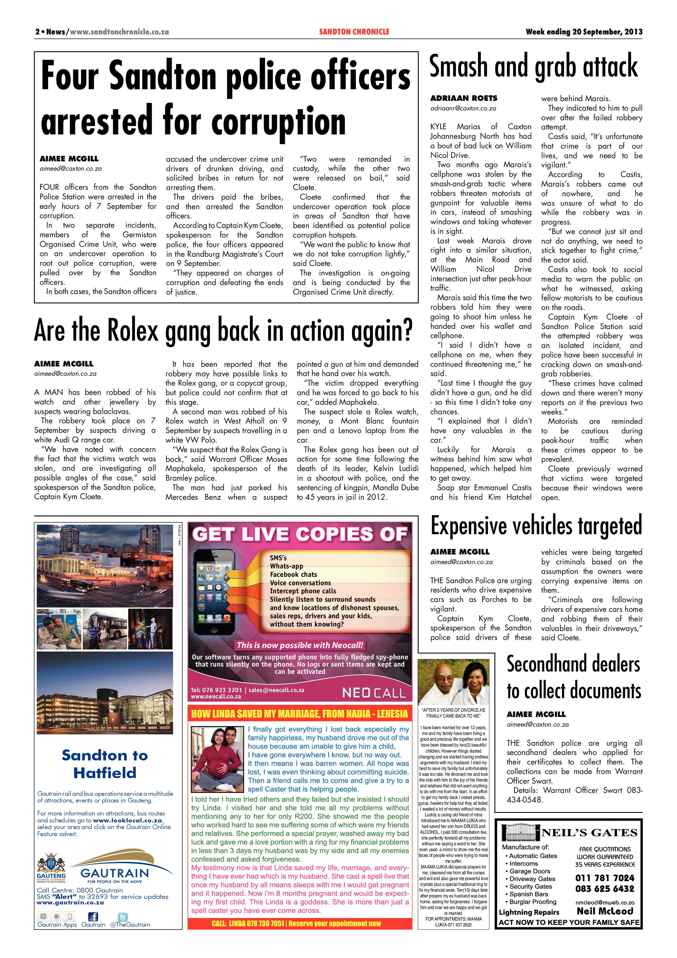 Sandton Chronicle 20 September 2013 page 2