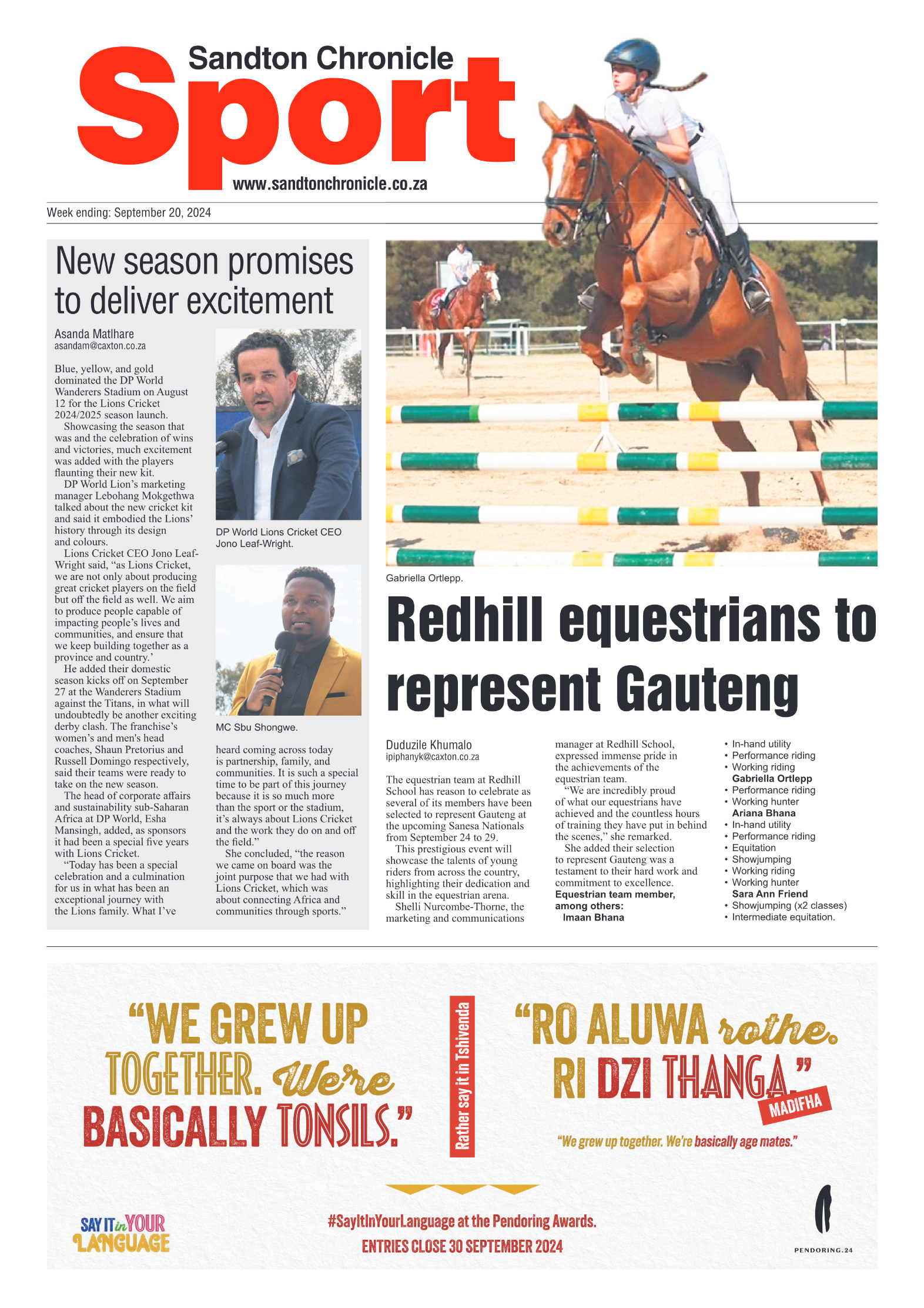 Sandton Chronicle 20 September 2024 page 12