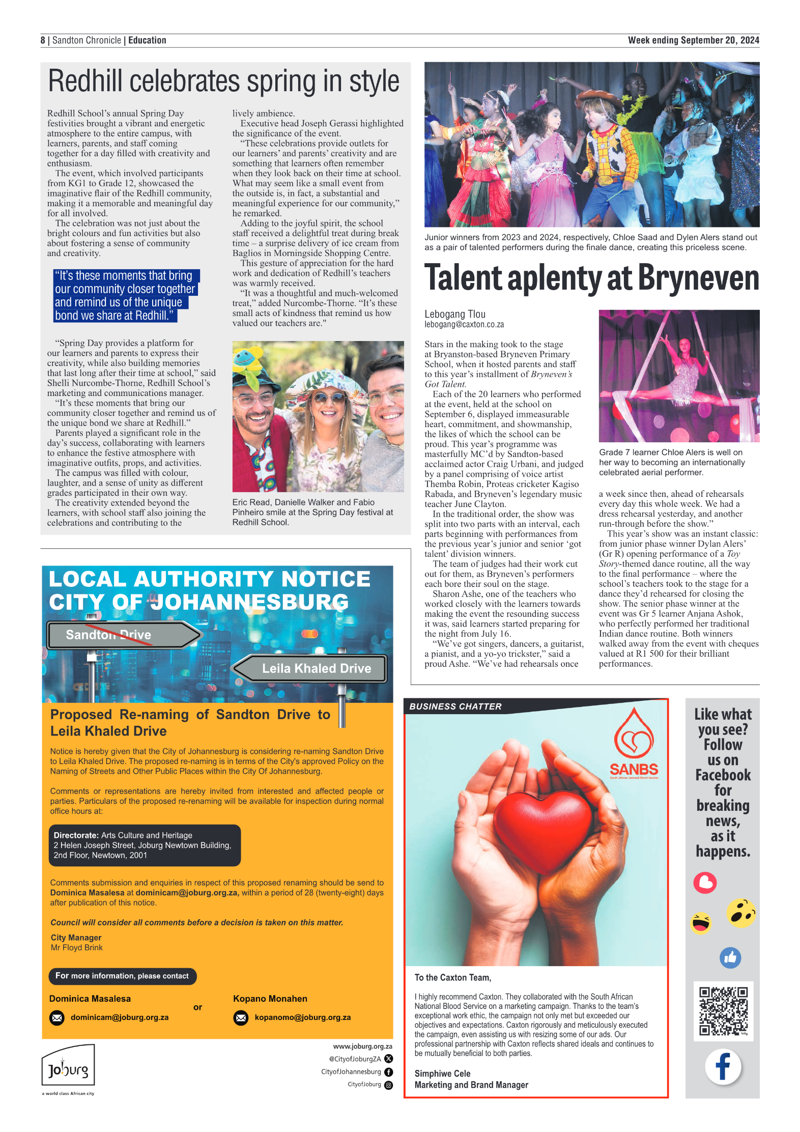 Sandton Chronicle 20 September 2024 page 8