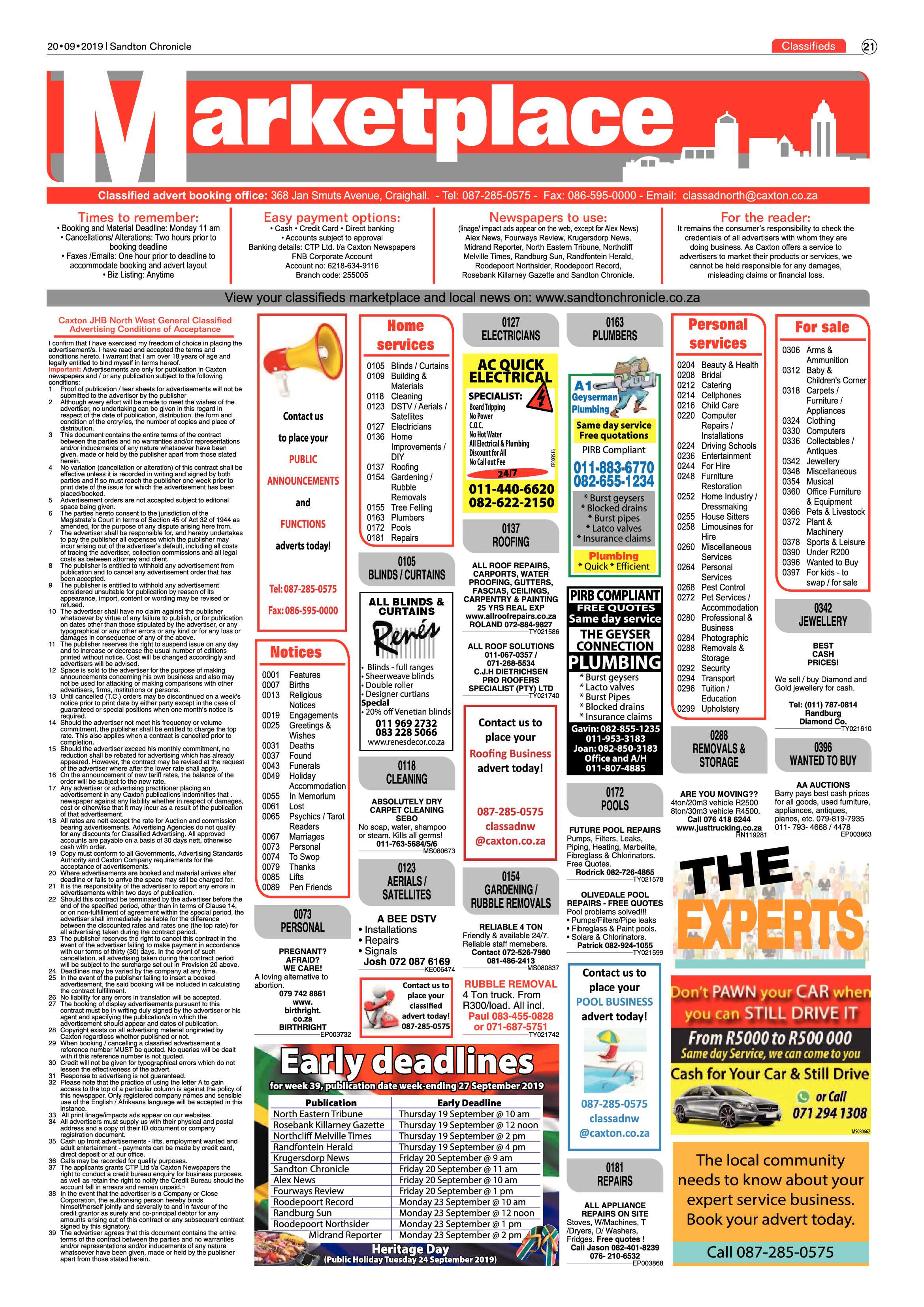 Sandton Chronicle 20 September, 2019 page 21