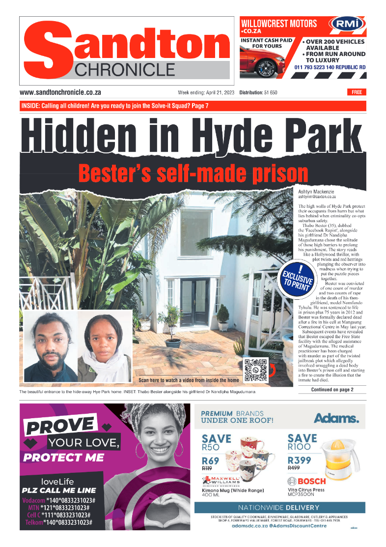 Sandton Chronicle 21 April 2023 page 1
