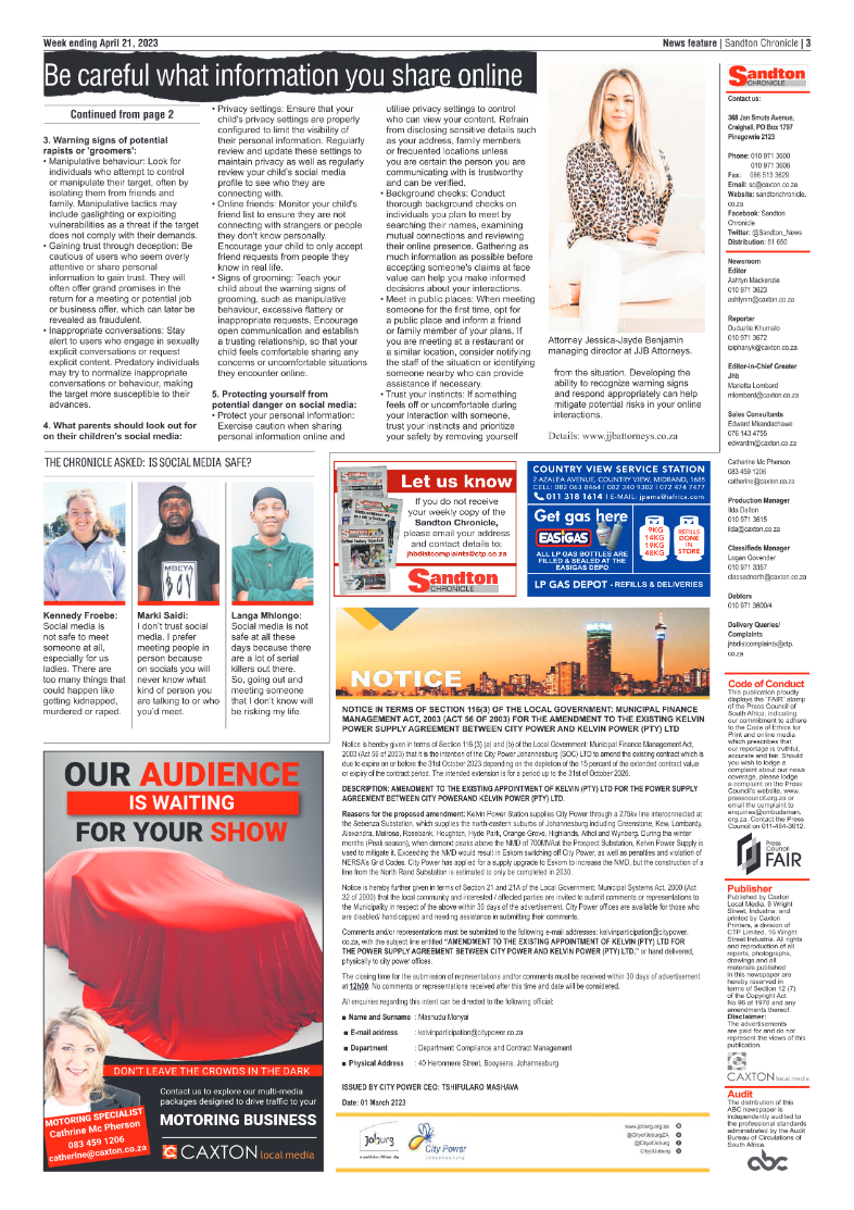 Sandton Chronicle 21 April 2023 page 3