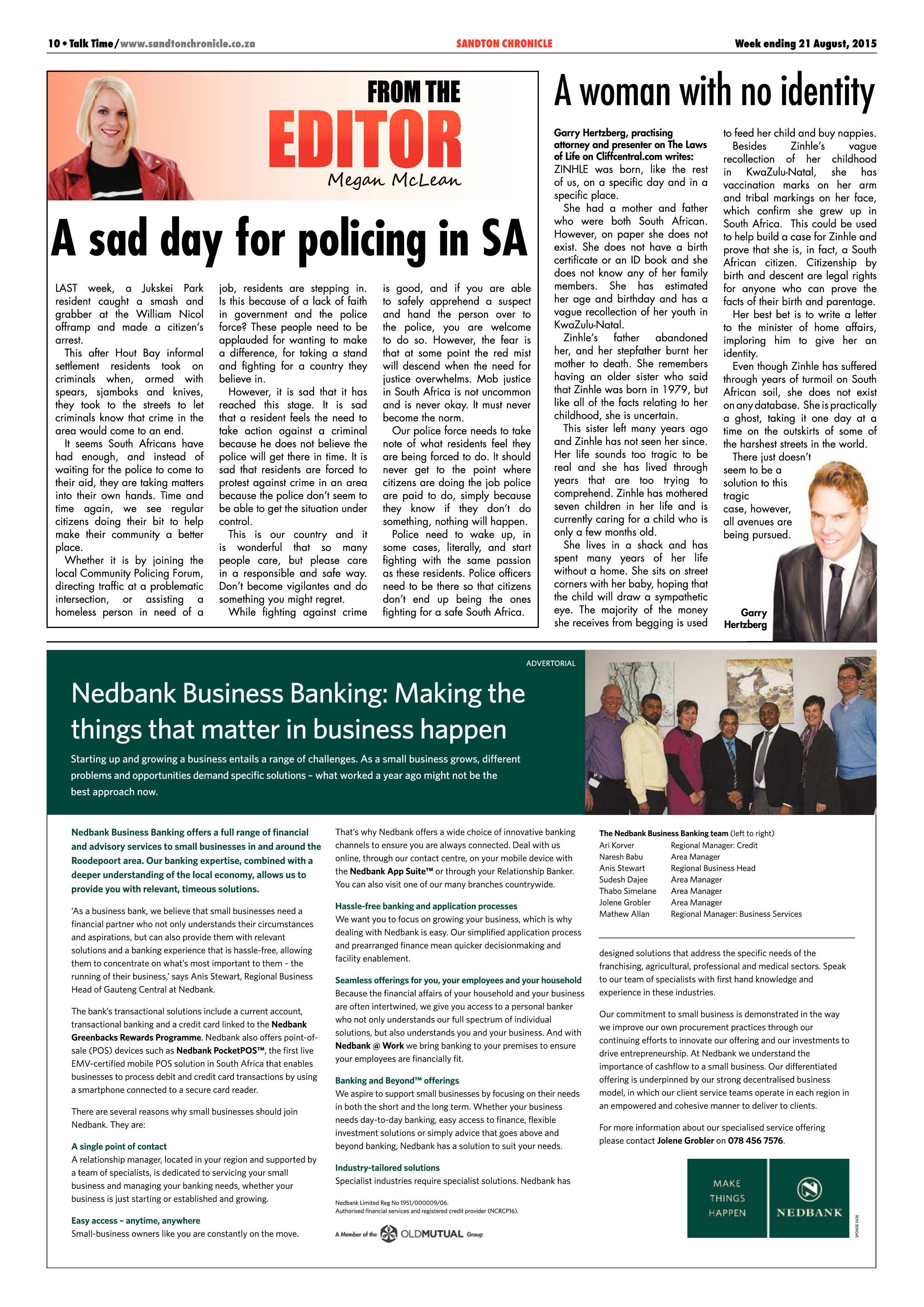 Sandton Chronicle 21 August 2015 page 10