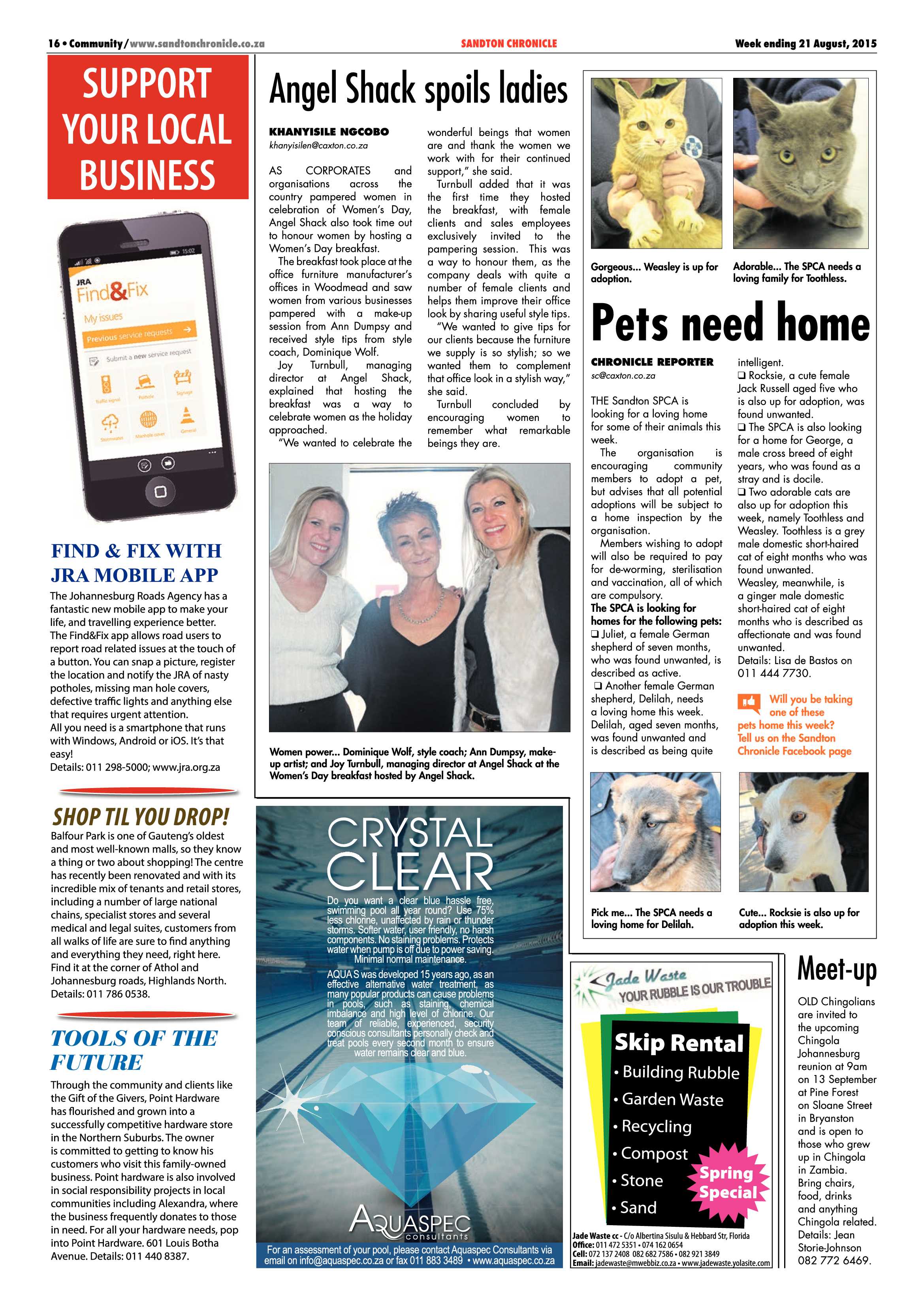 Sandton Chronicle 21 August 2015 page 16