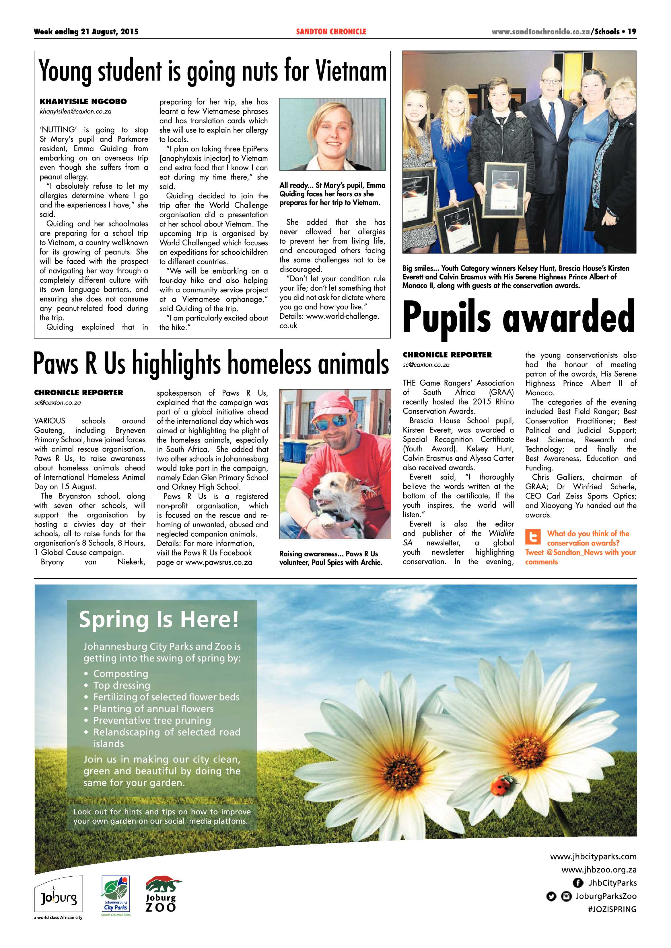 Sandton Chronicle 21 August 2015 page 19