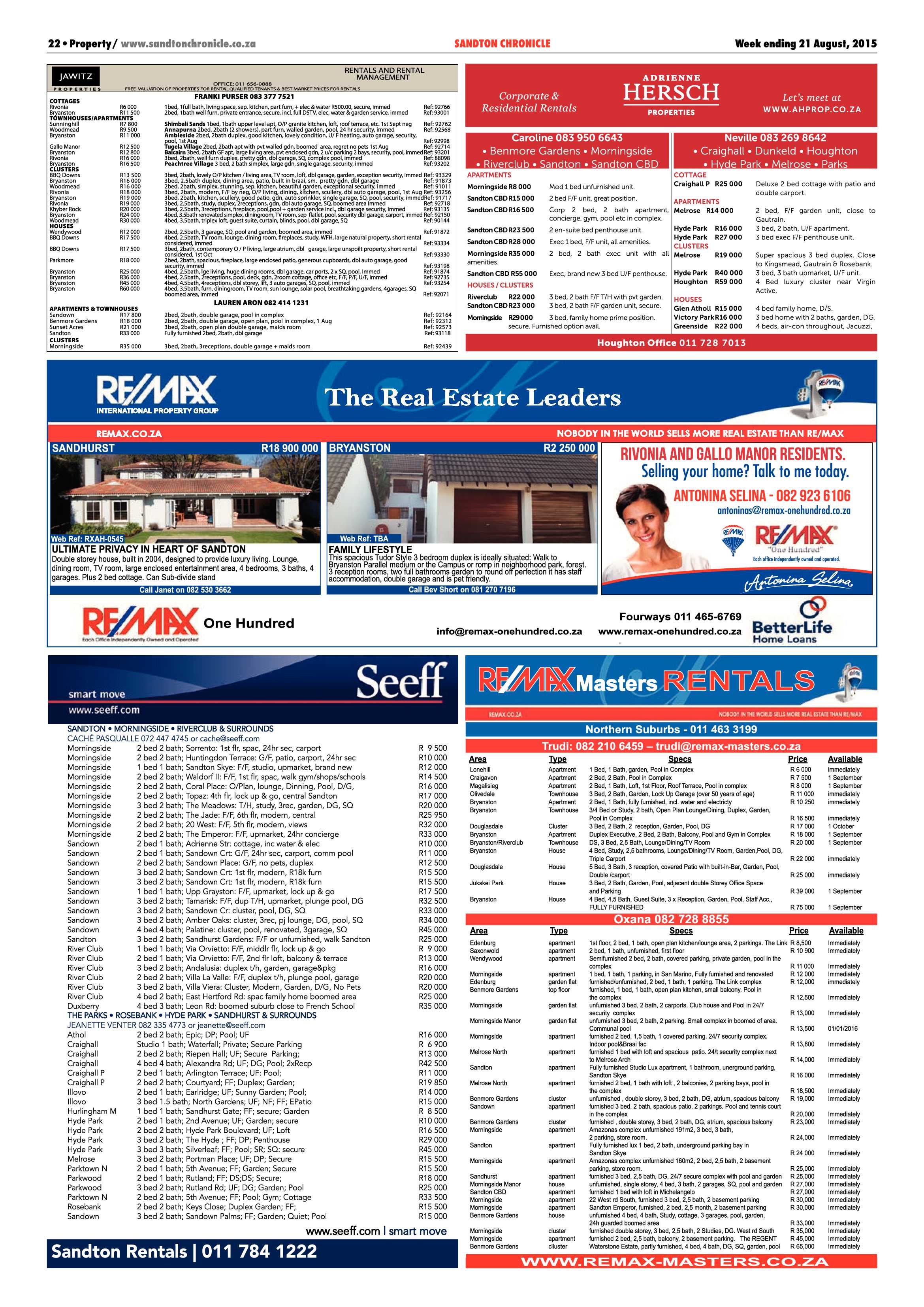 Sandton Chronicle 21 August 2015 page 22