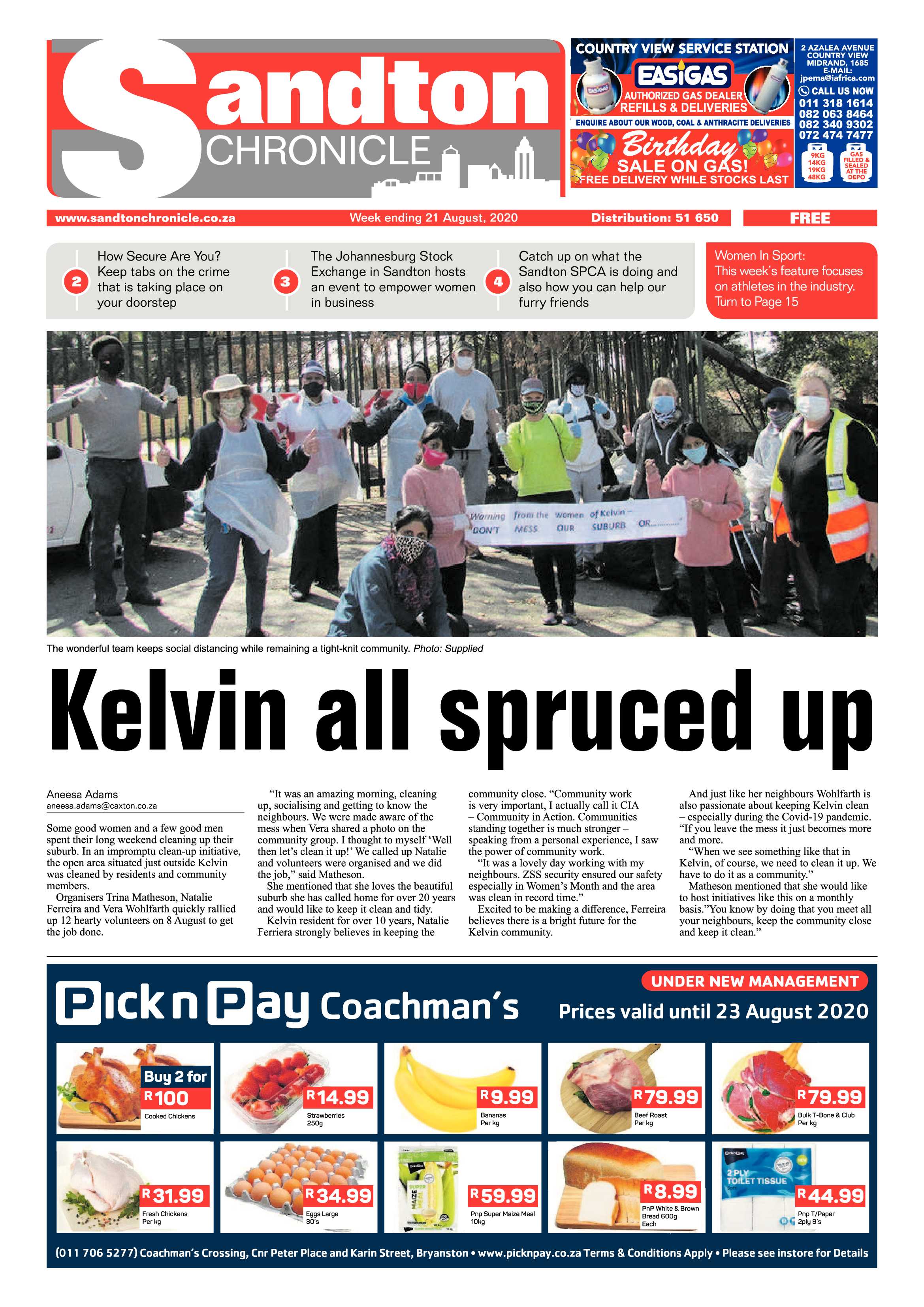 Sandton Chronicle 21 August 2020 page 1