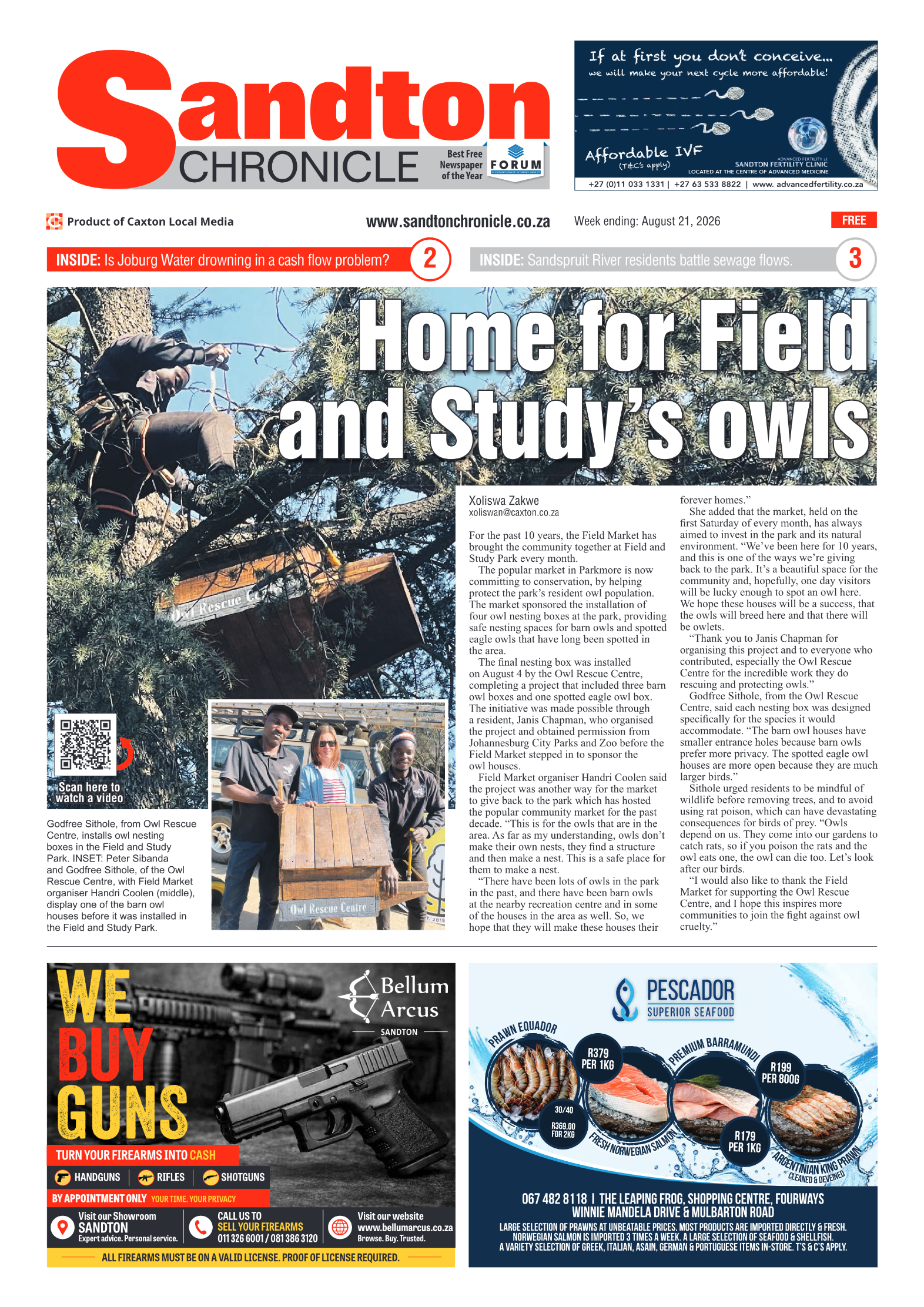 Sandton Chronicle 21 August 2026 page 1