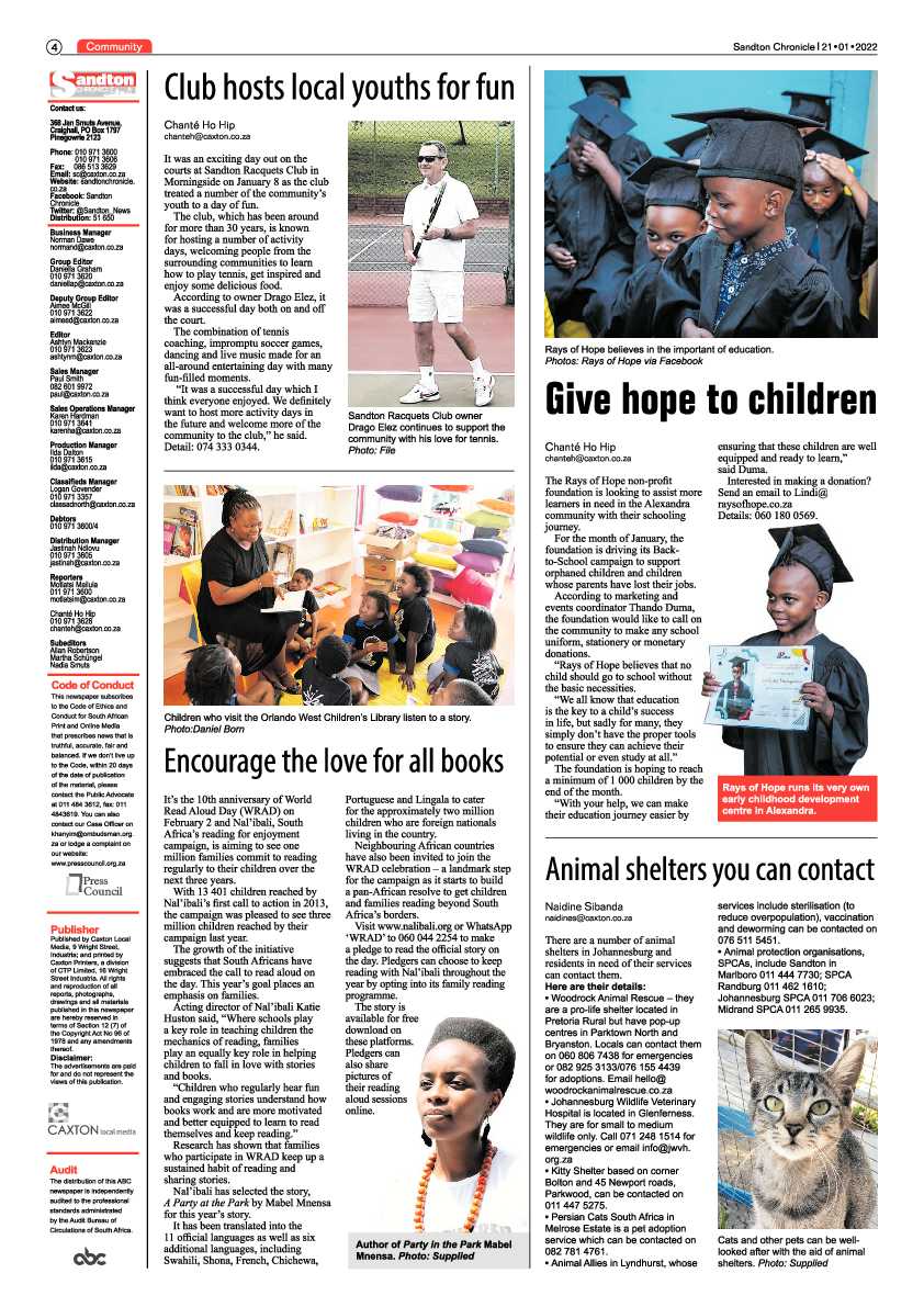 Sandton Chronicle 21 January 2022 page 4