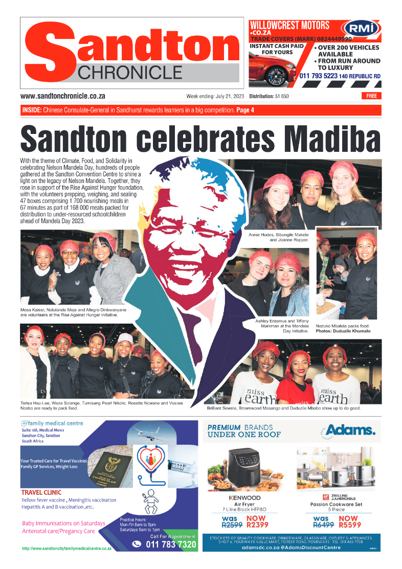 Sandton Chronicle 21 July 2023 page 1
