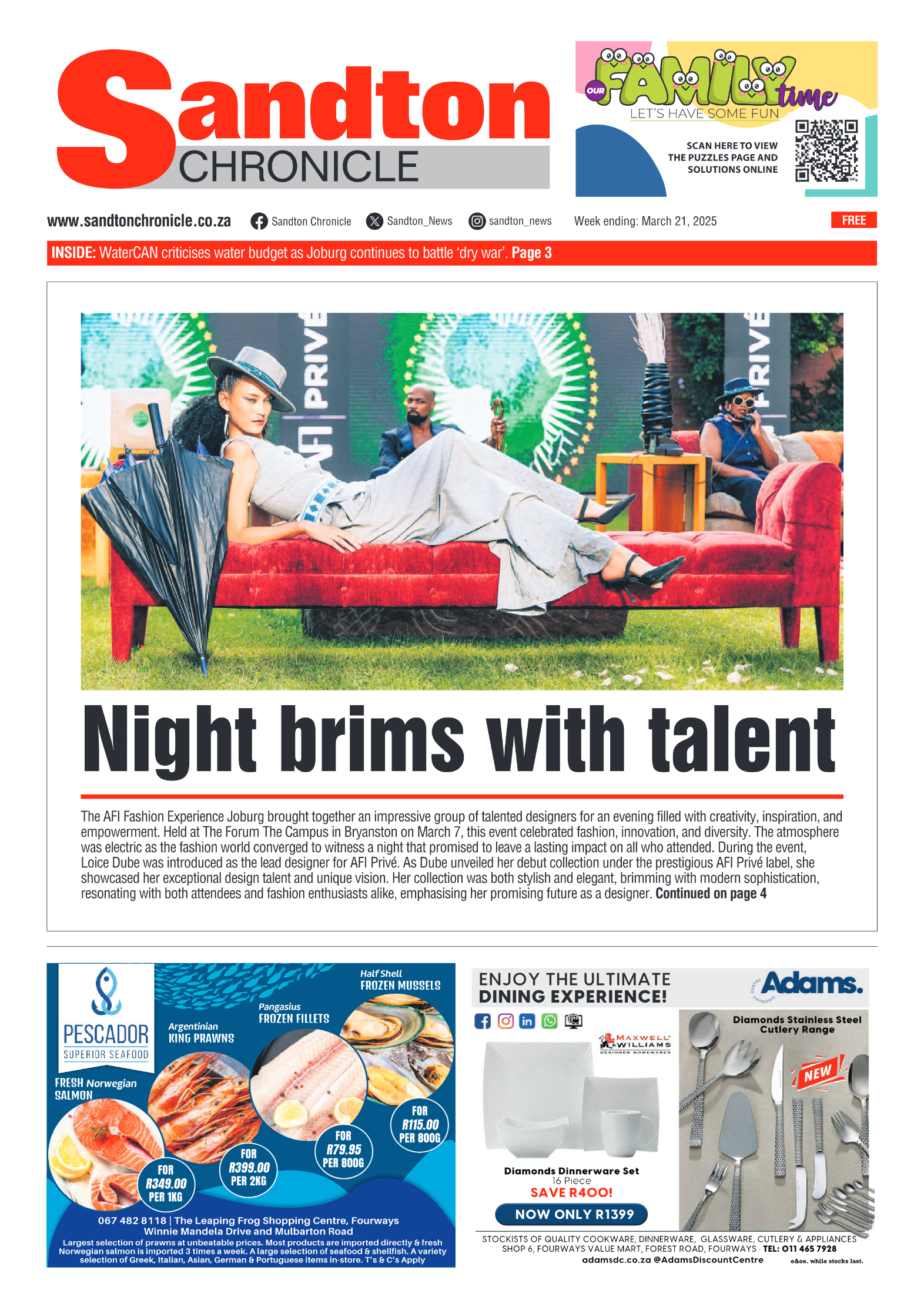 Sandton Chronicle 21 March 2025 page 1