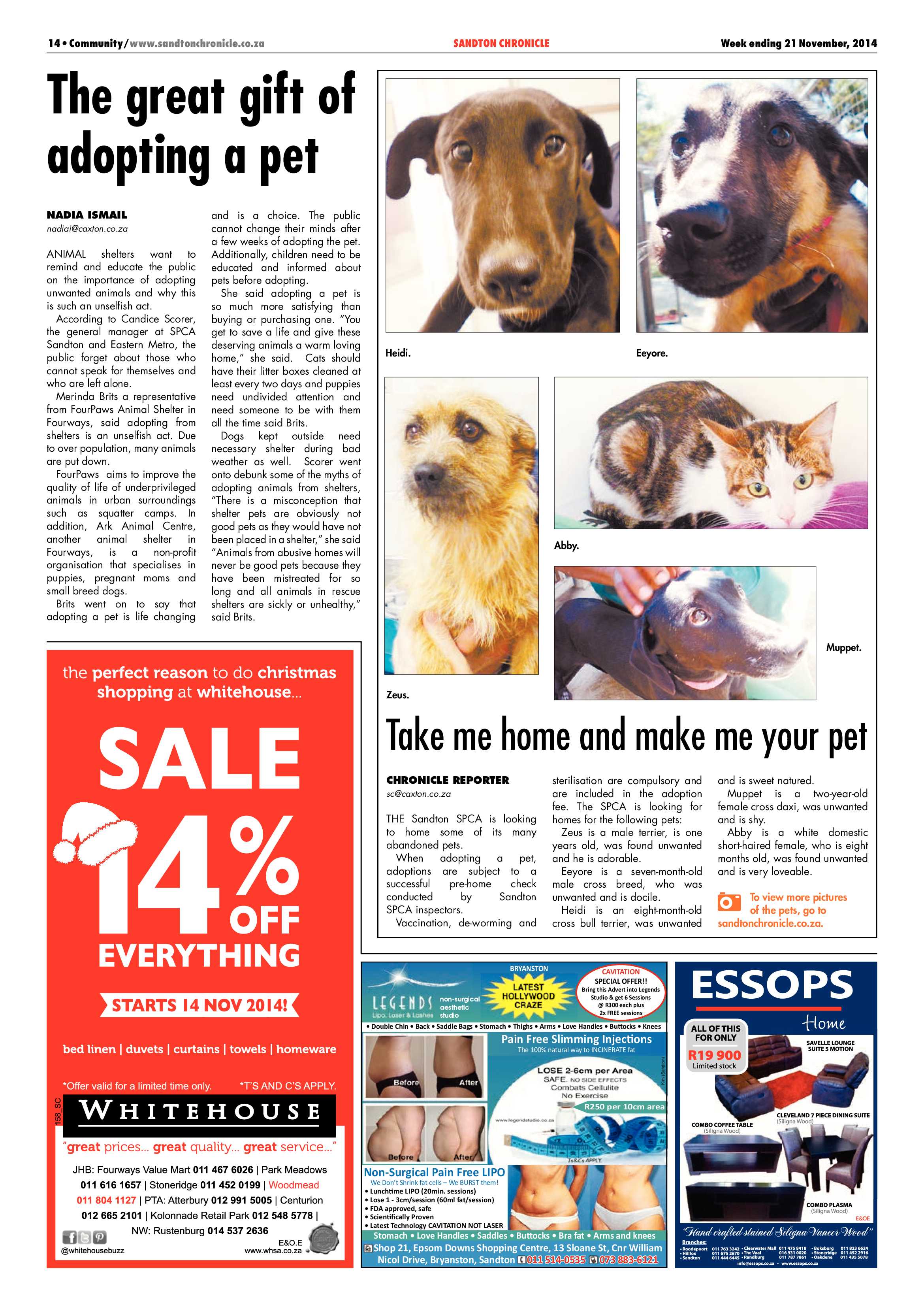 Sandton Chronicle 21 November 2014 page 14