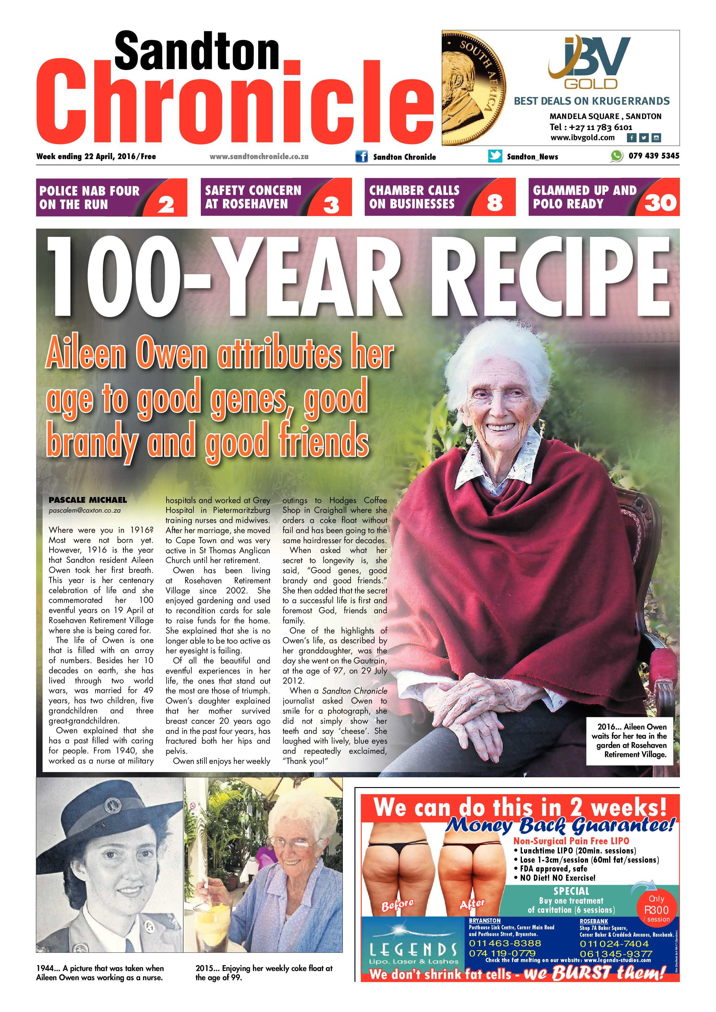 Sandton Chronicle 22 April 2016 page 1