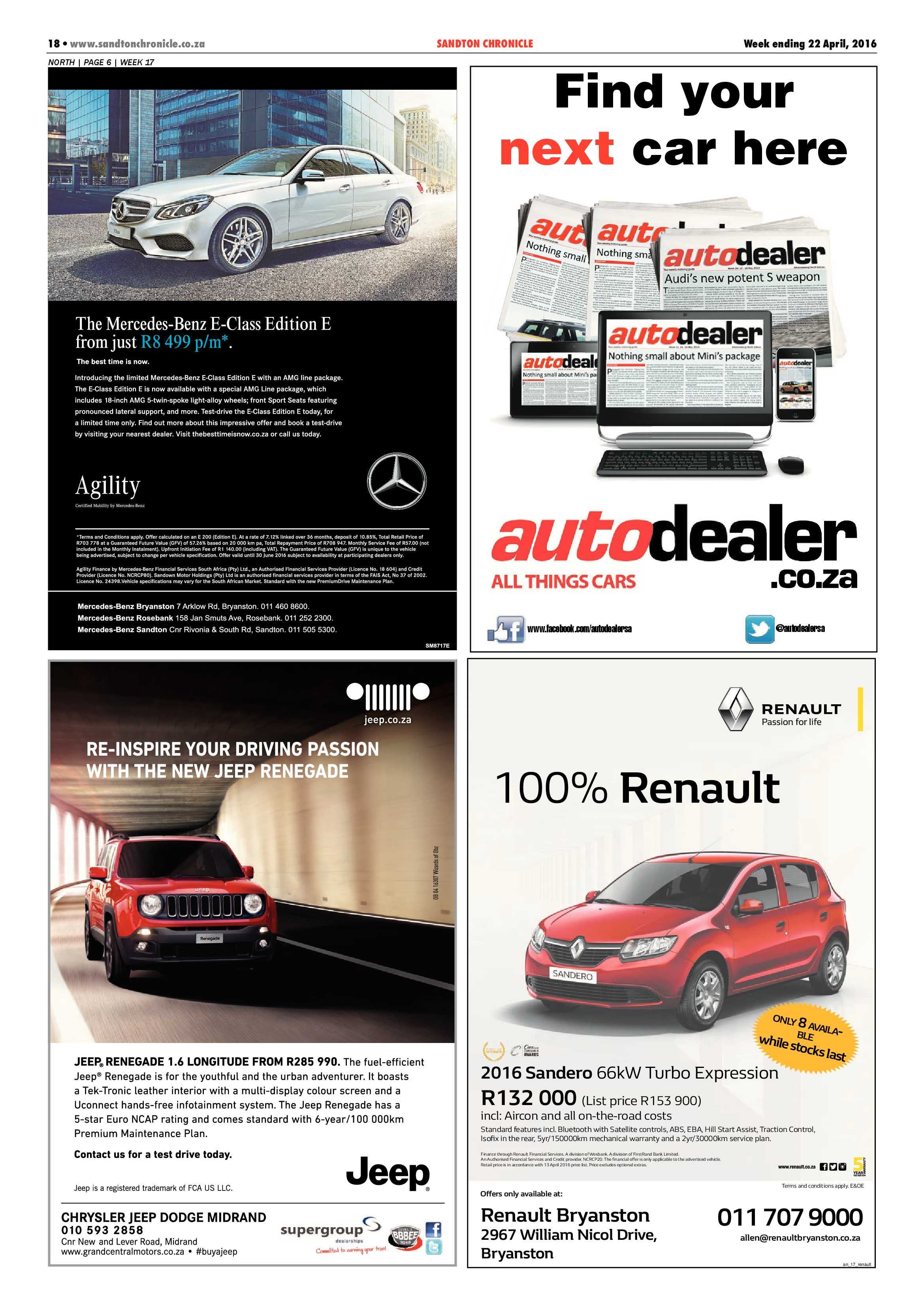 Sandton Chronicle 22 April 2016 page 18