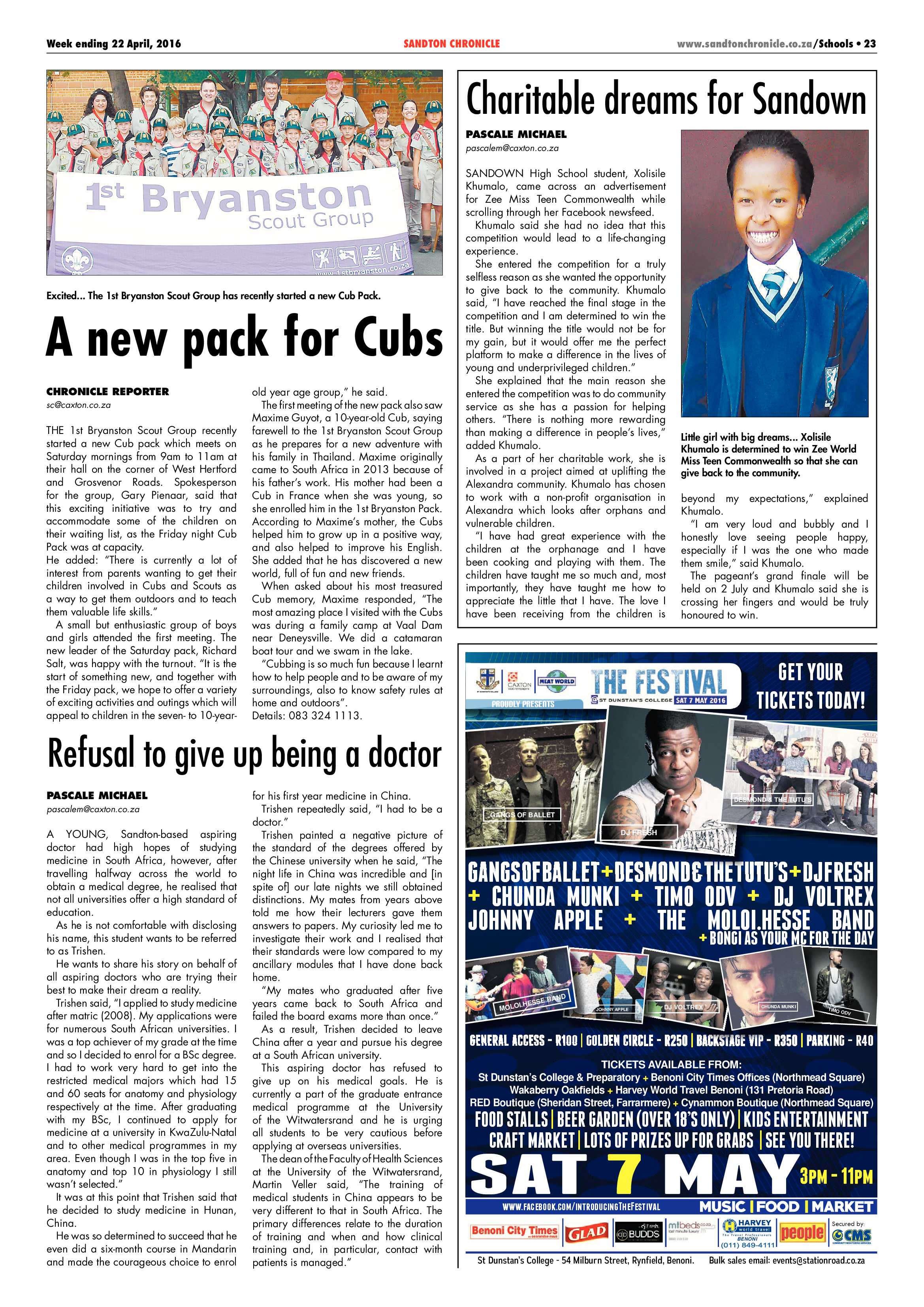 Sandton Chronicle 22 April 2016 page 23