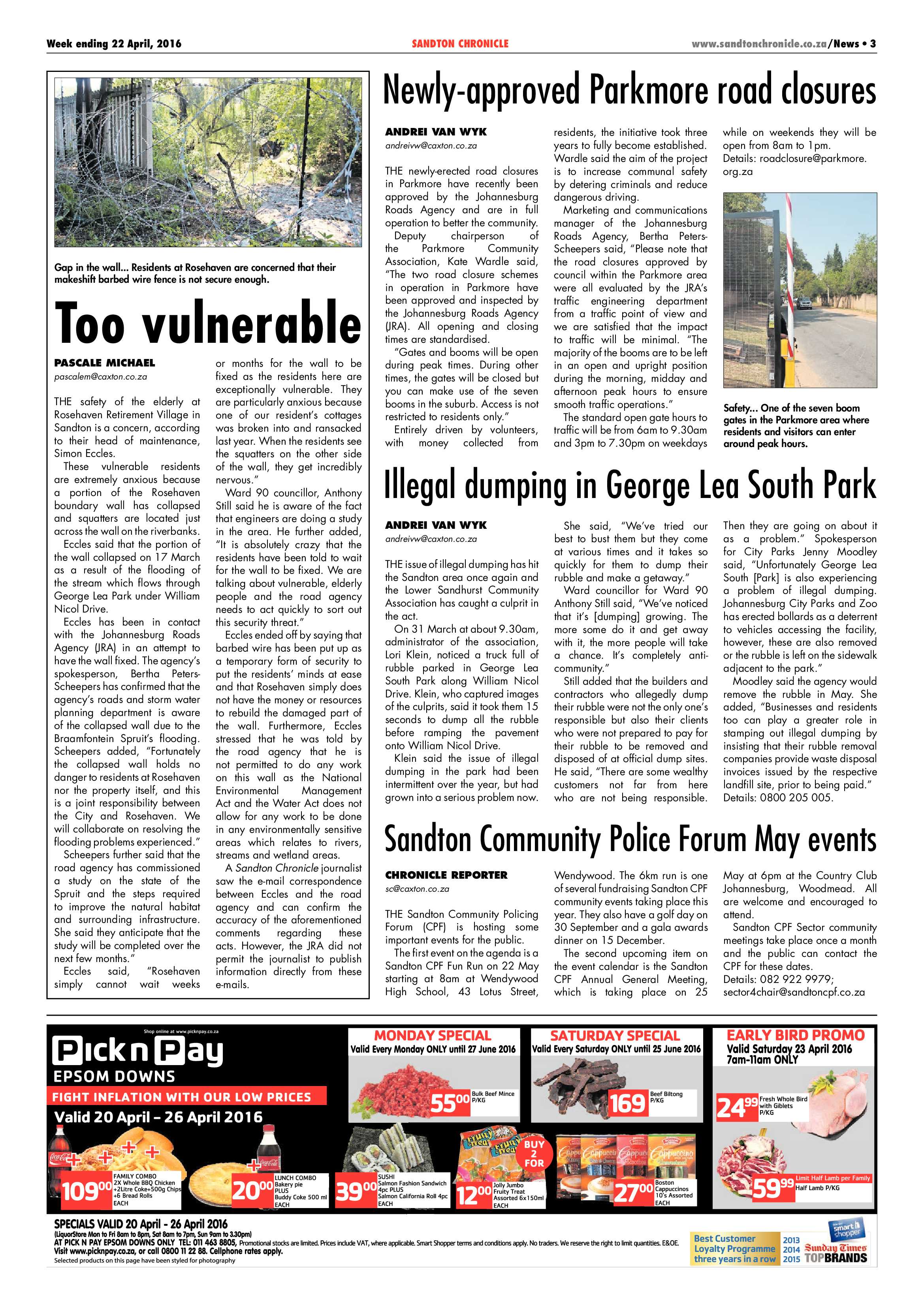 Sandton Chronicle 22 April 2016 page 3