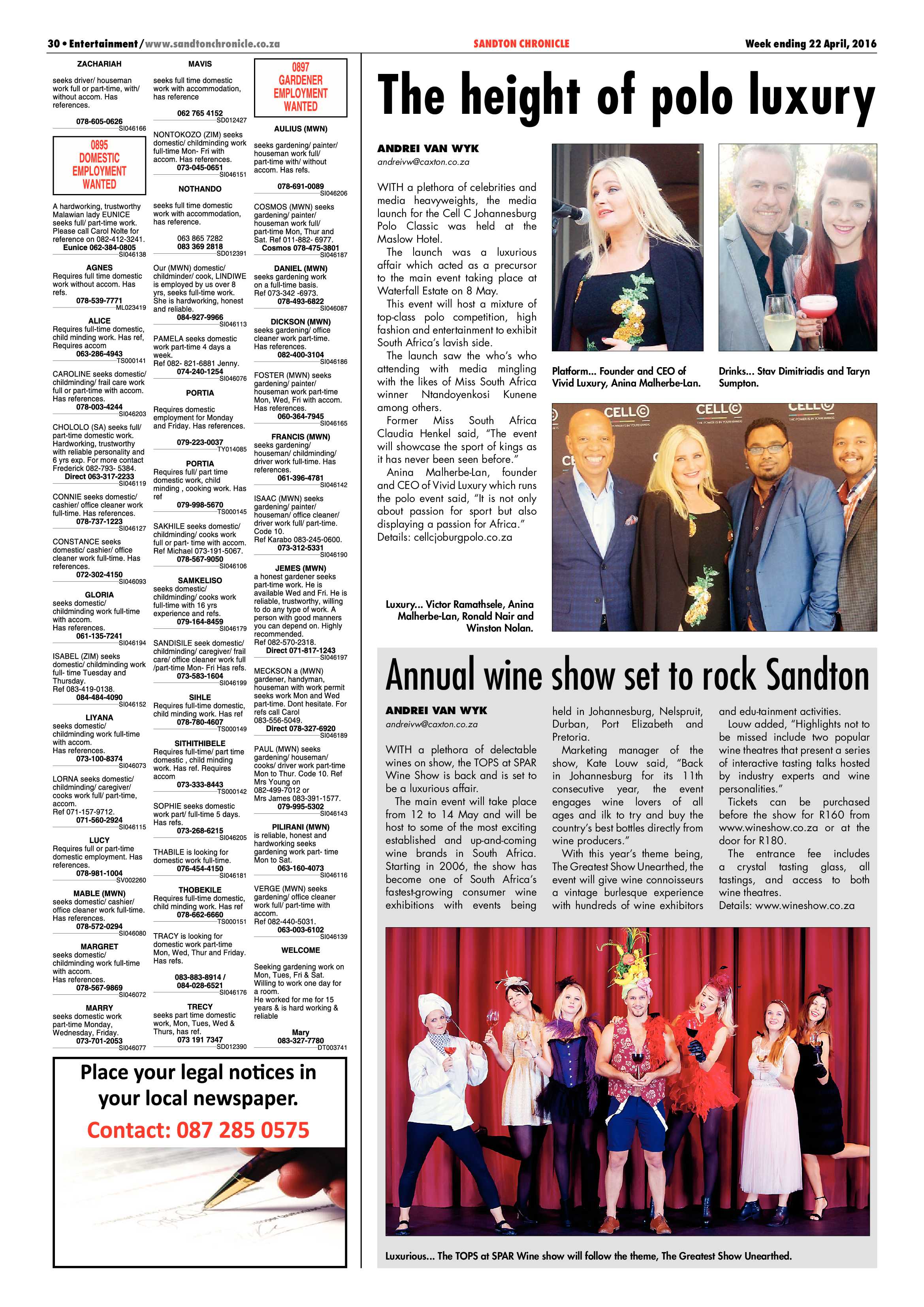 Sandton Chronicle 22 April 2016 page 30