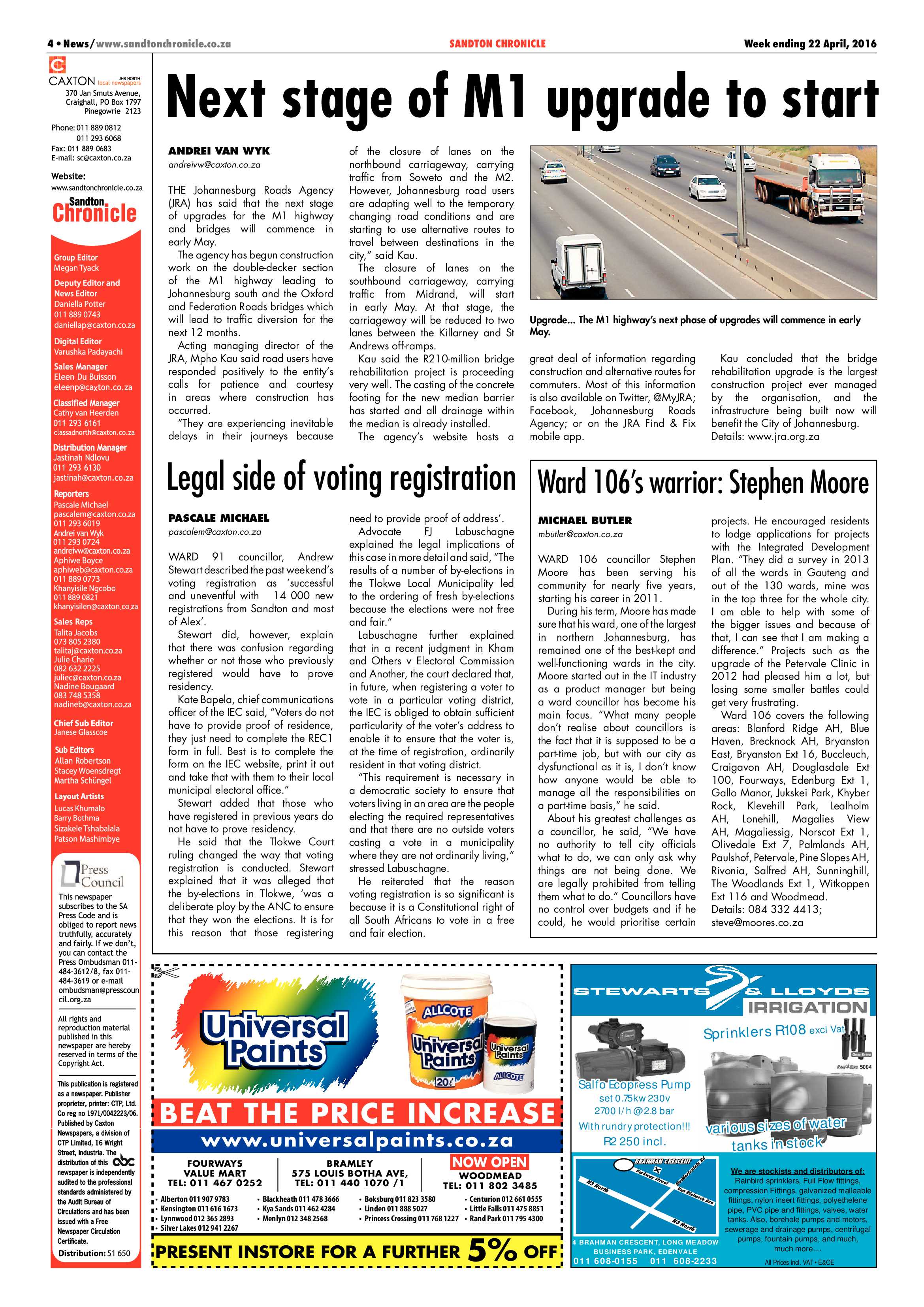 Sandton Chronicle 22 April 2016 page 4
