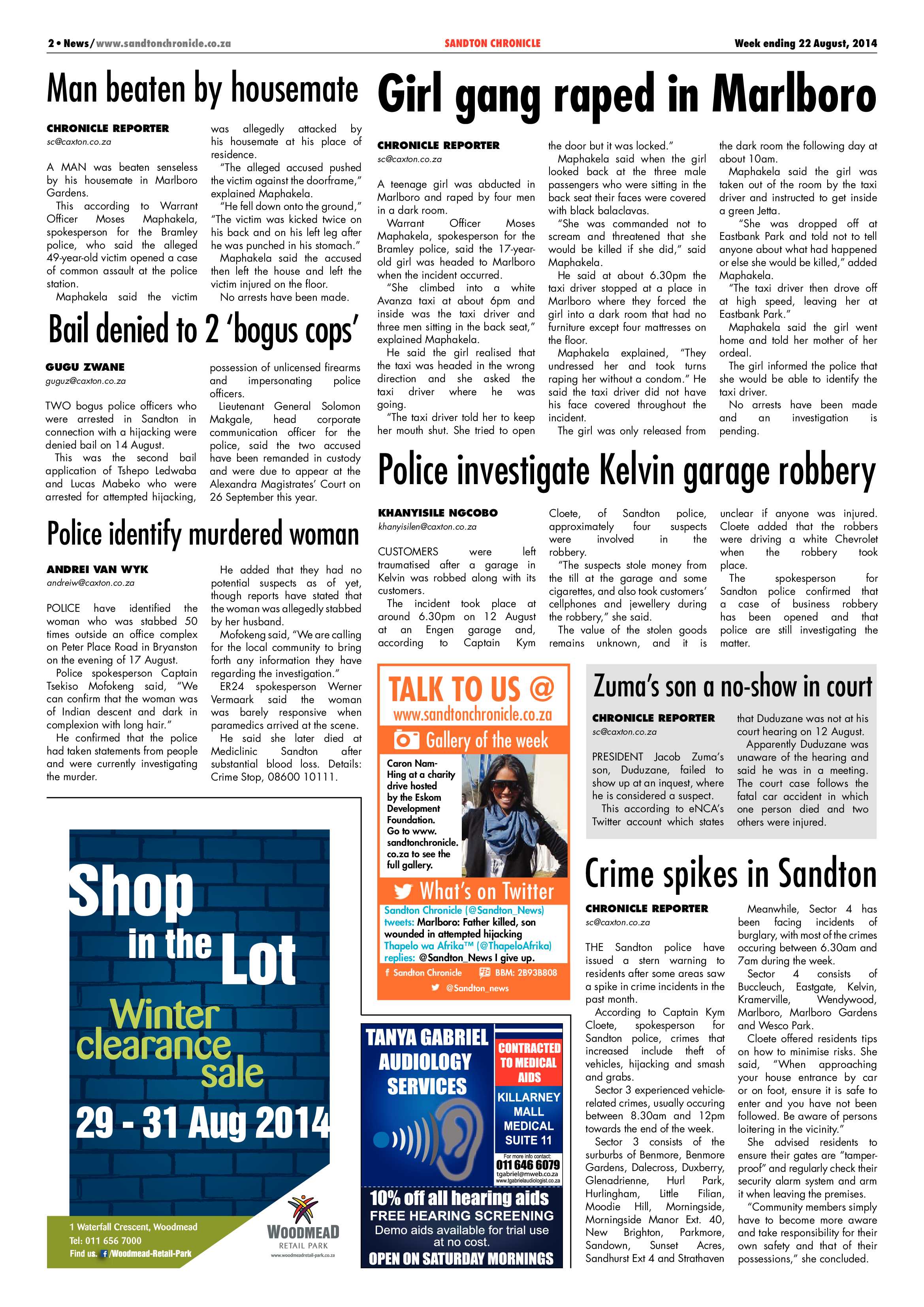Sandton Chronicle 22 August 2014 page 2