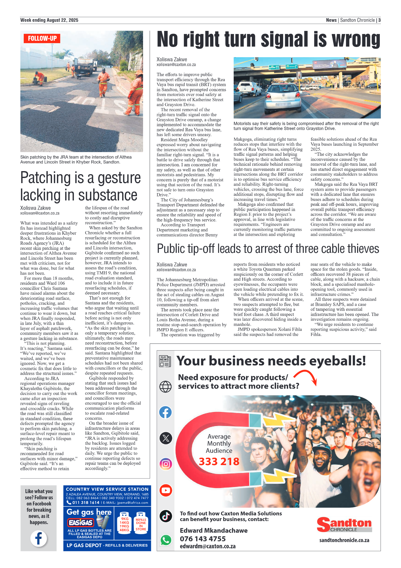 Sandton Chronicle 22 August 2025 page 3
