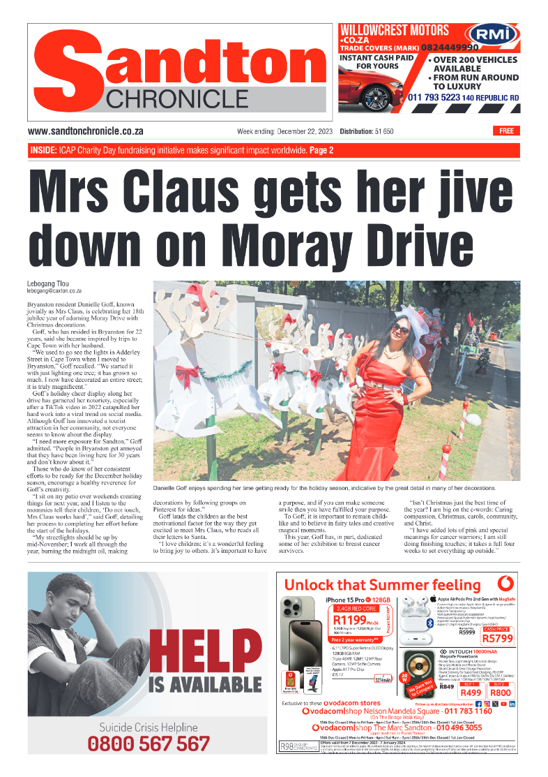 Sandton Chronicle 22 December 2023 page 1