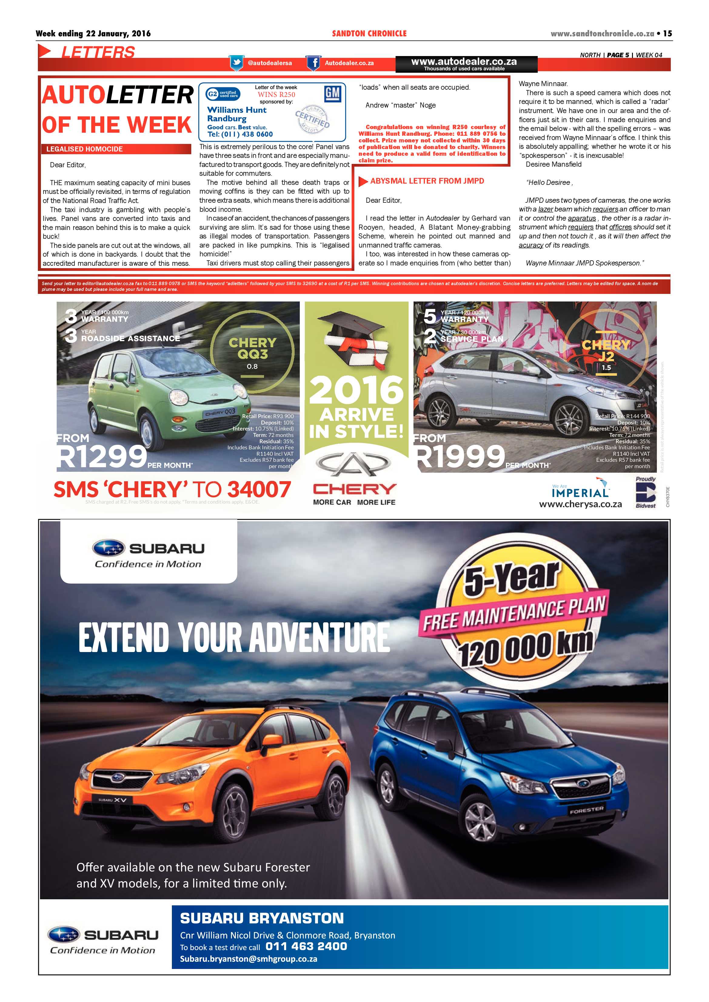 Sandton Chronicle 22 January 2016 page 15