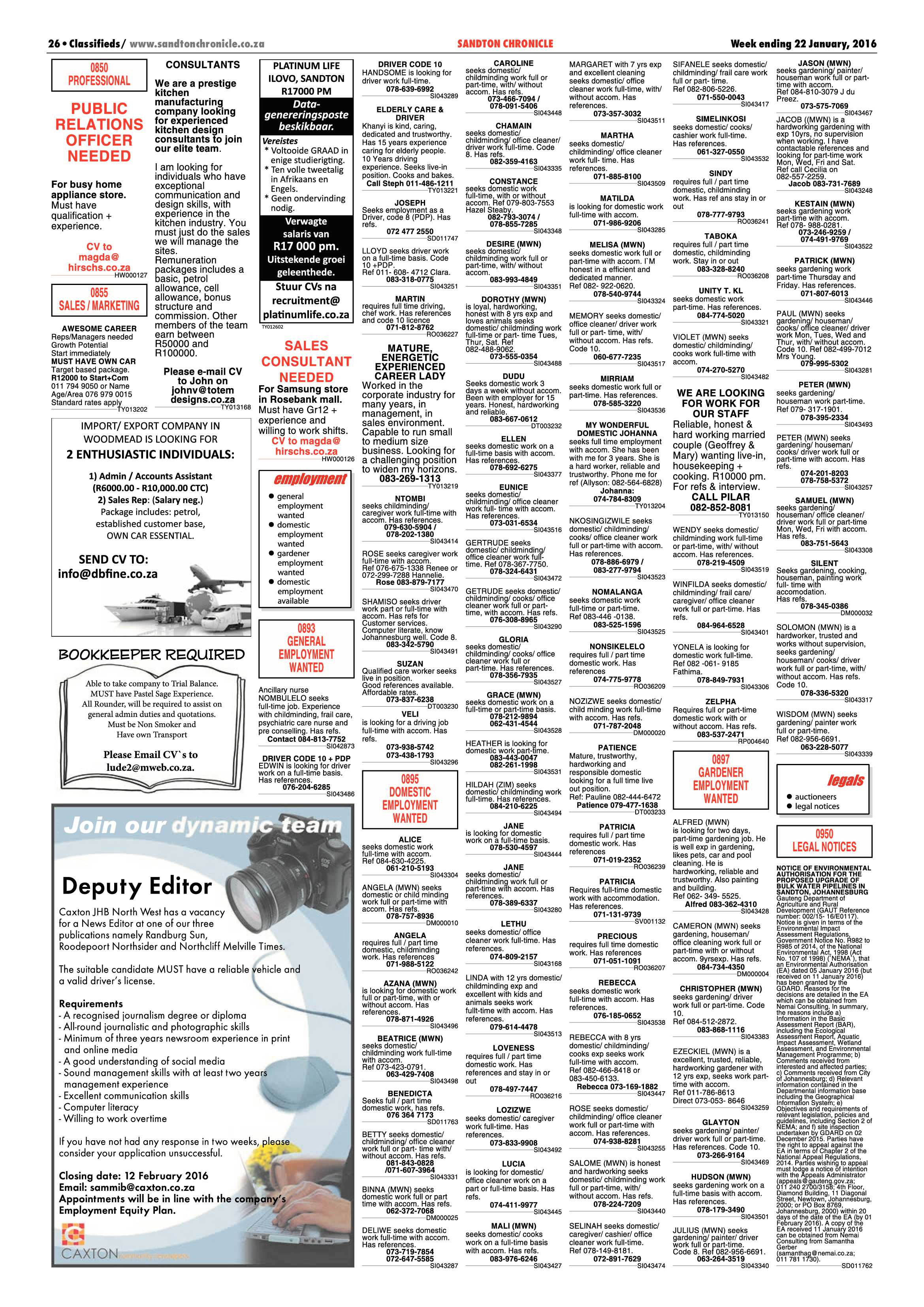 Sandton Chronicle 22 January 2016 page 26