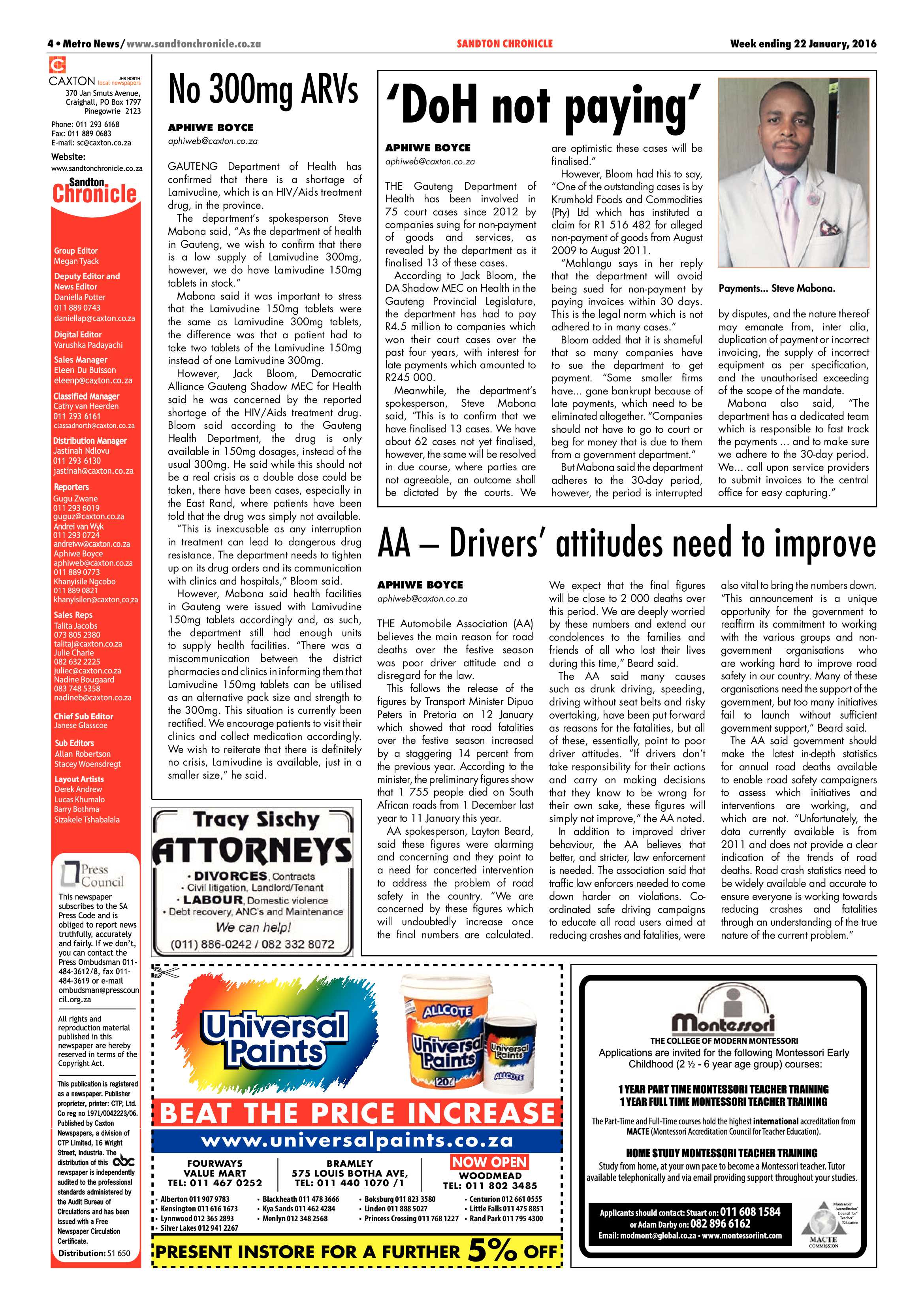 Sandton Chronicle 22 January 2016 page 4