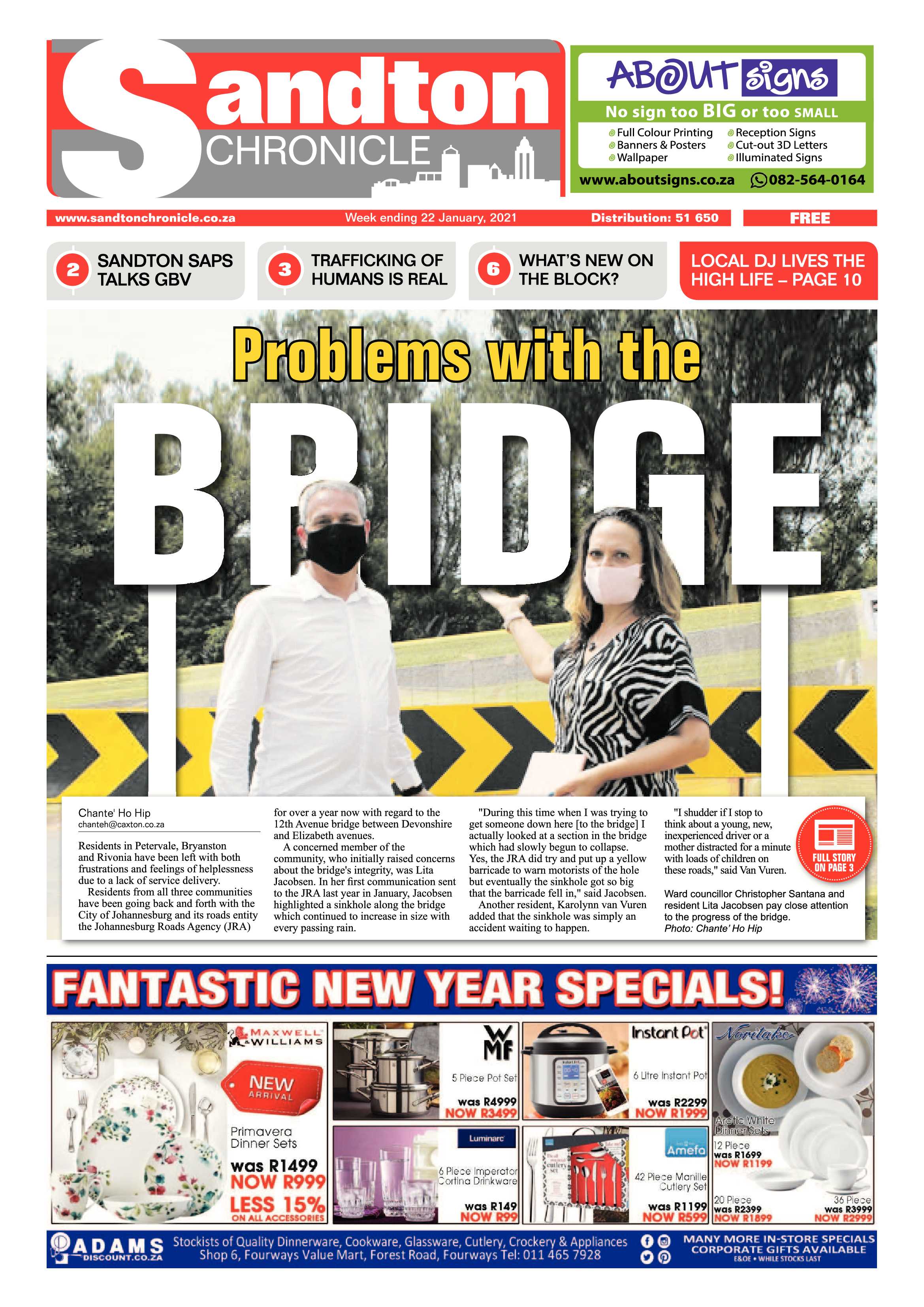 Sandton Chronicle 22 January 2021 page 1