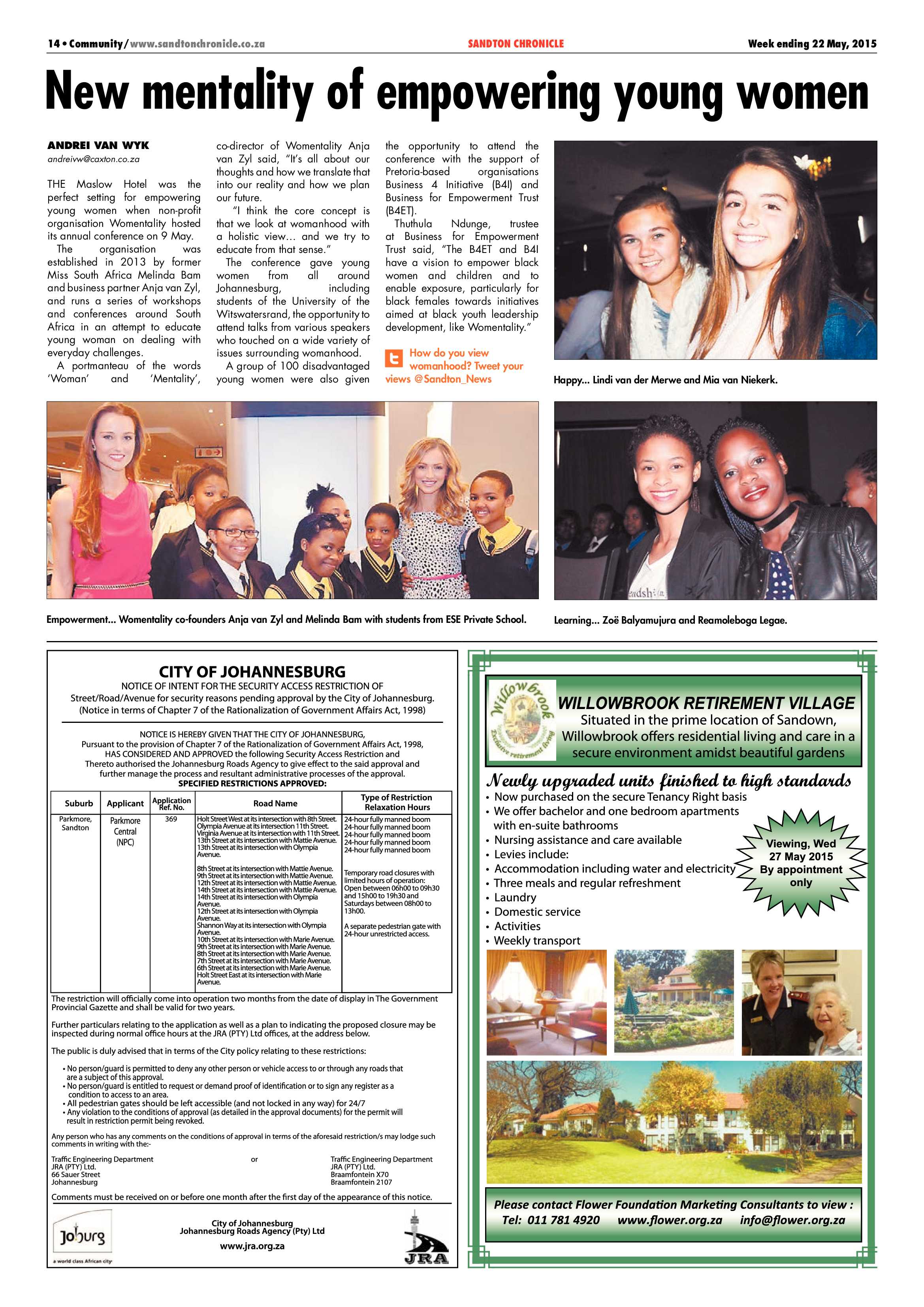 Sandton Chronicle 22 May 2015 page 14