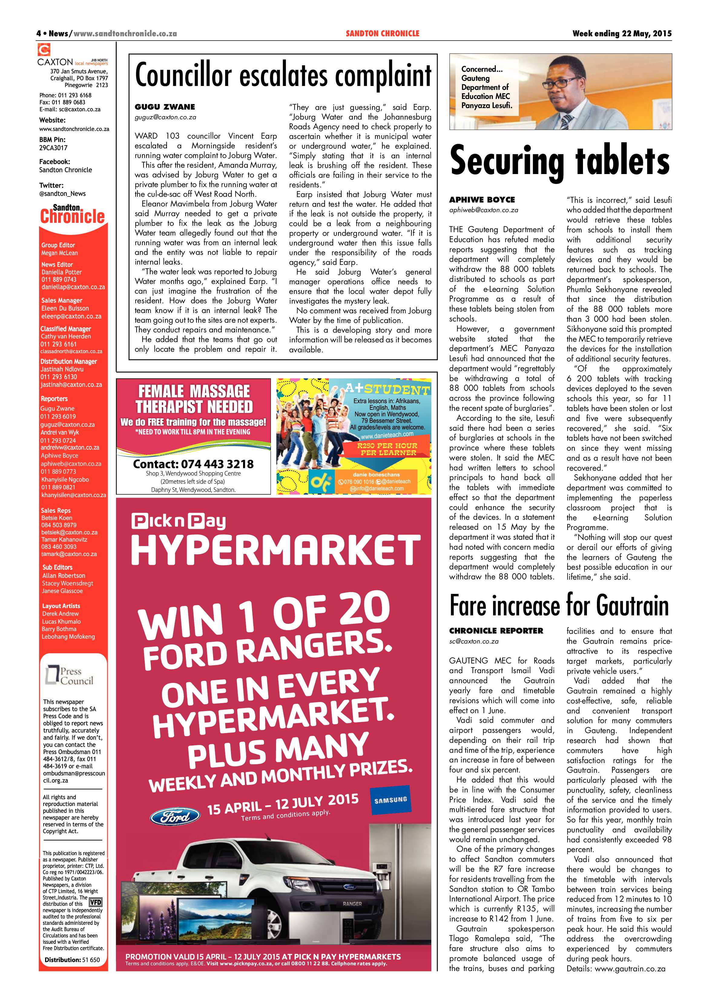 Sandton Chronicle 22 May 2015 page 4