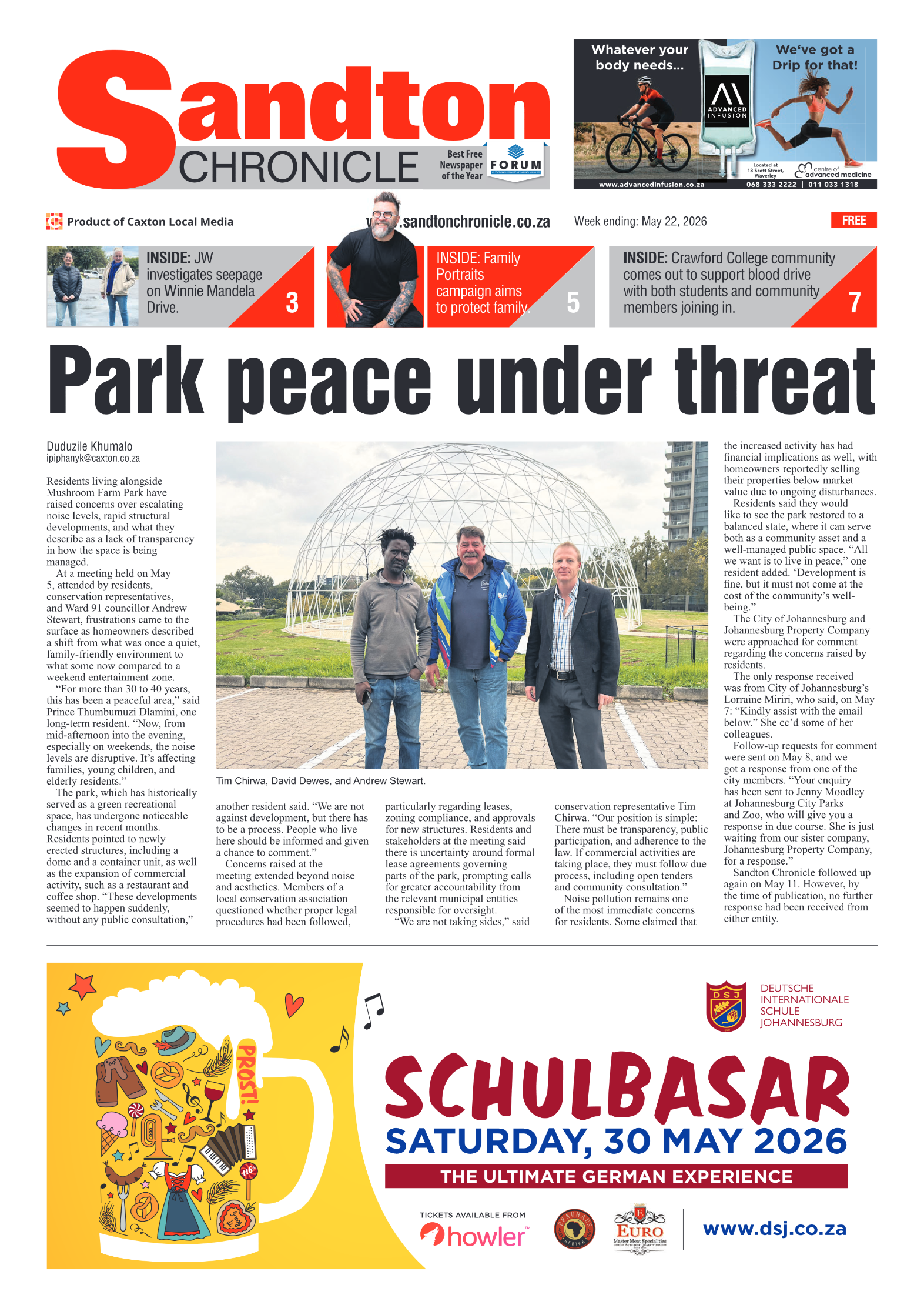 Sandton Chronicle 22 May 2026 page 1