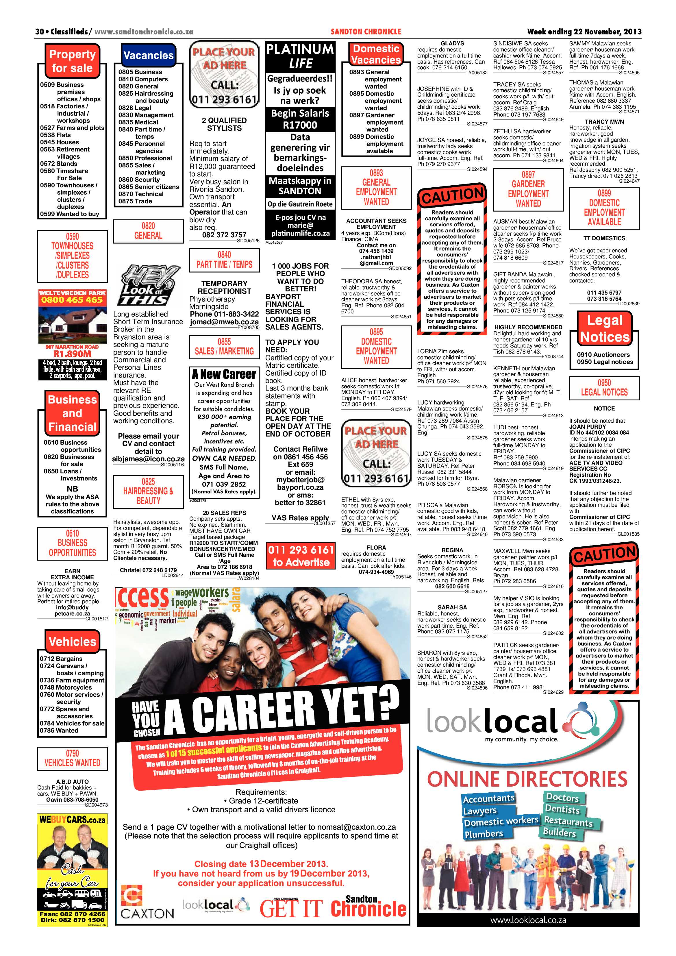 Sandton Chronicle 22 November 2013 page 54