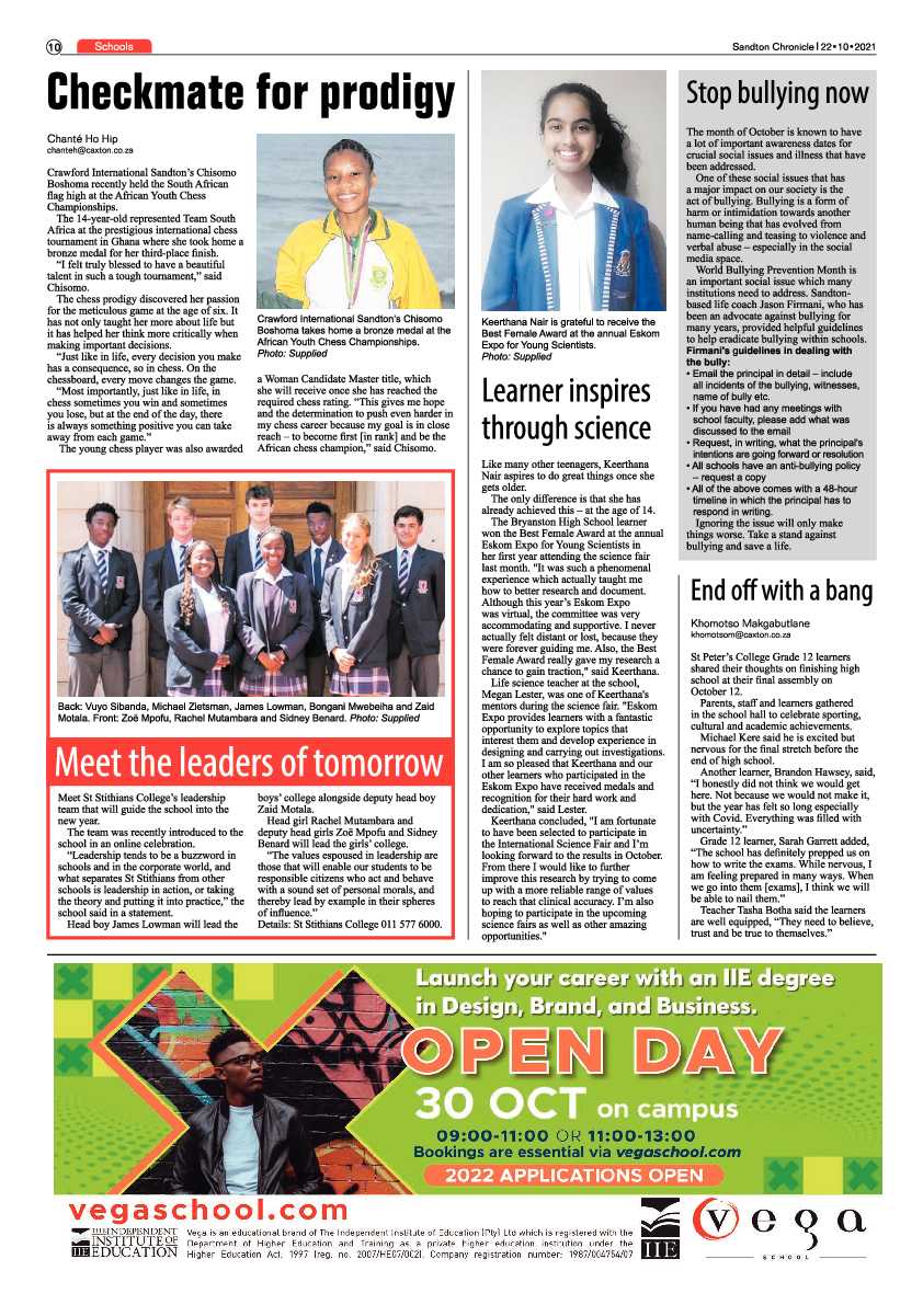 Sandton Chronicle 22 October 2021 page 10