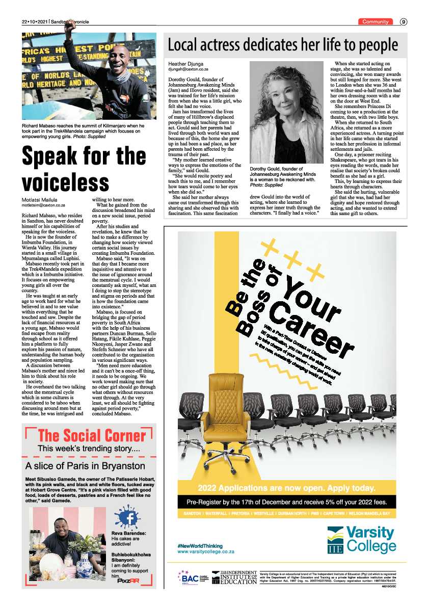 Sandton Chronicle 22 October 2021 page 9