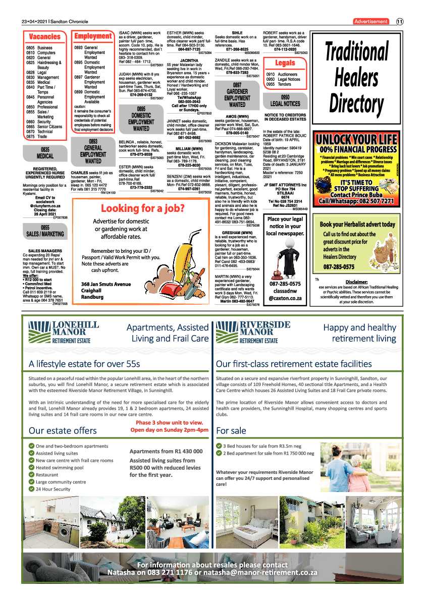 Sandton Chronicle 23 April 2021 page 11