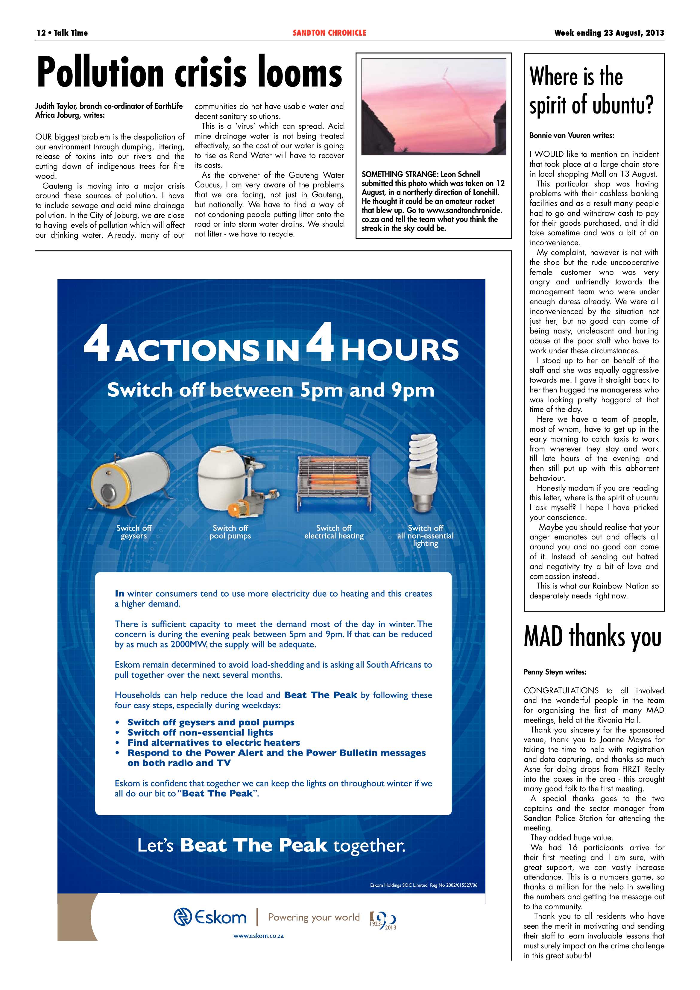Sandton Chronicle 23 August 2013 page 12
