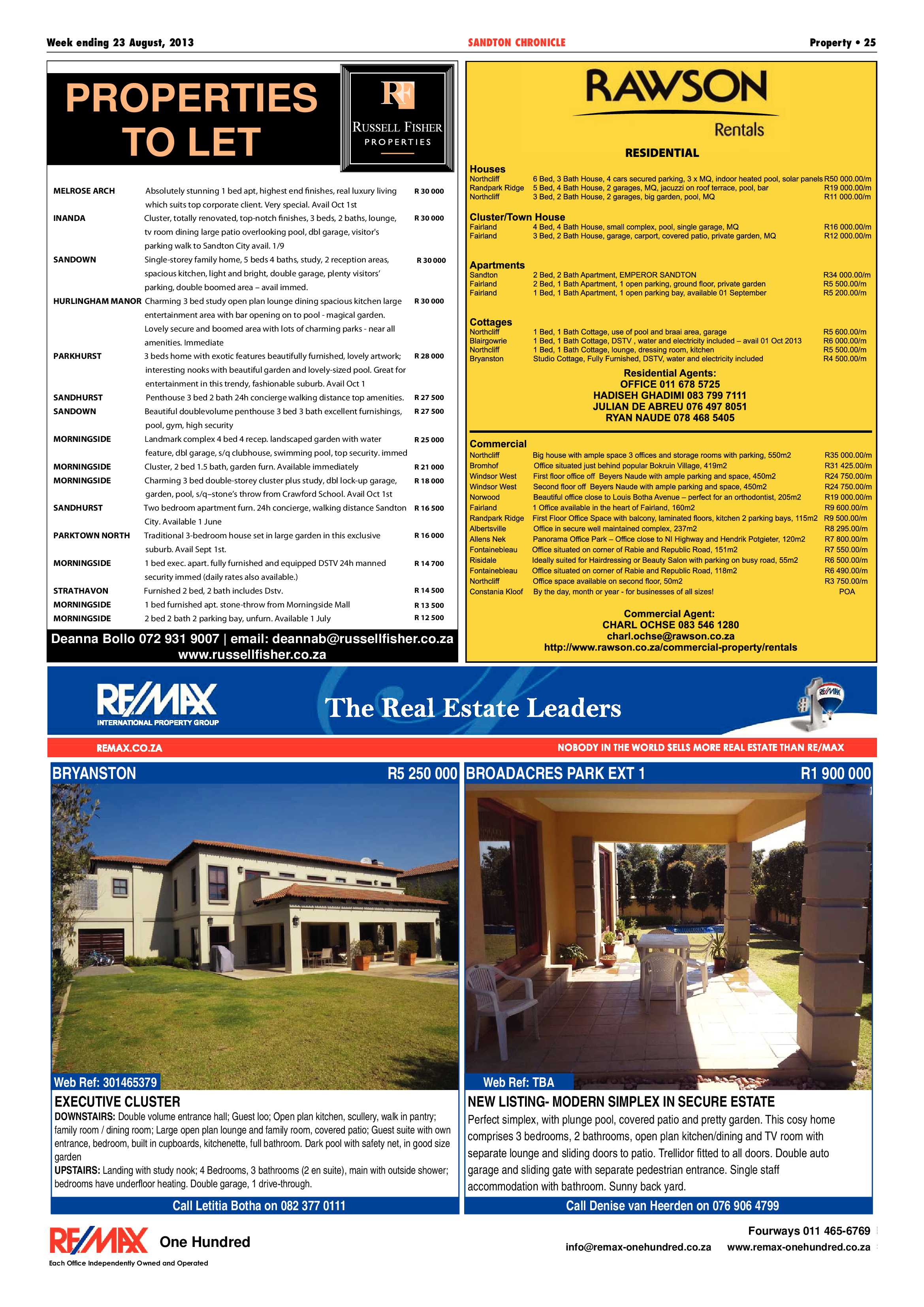 Sandton Chronicle 23 August 2013 page 49